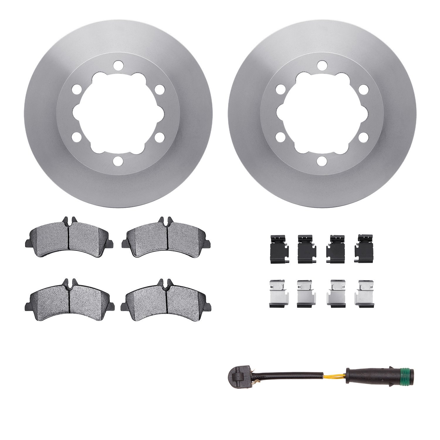 6222-63387 Brake Rotors w/Heavy-Duty Brake Pads/Sensor & Hardware Kit, 2008-2018 Multiple Makes/Models, Position: Rear