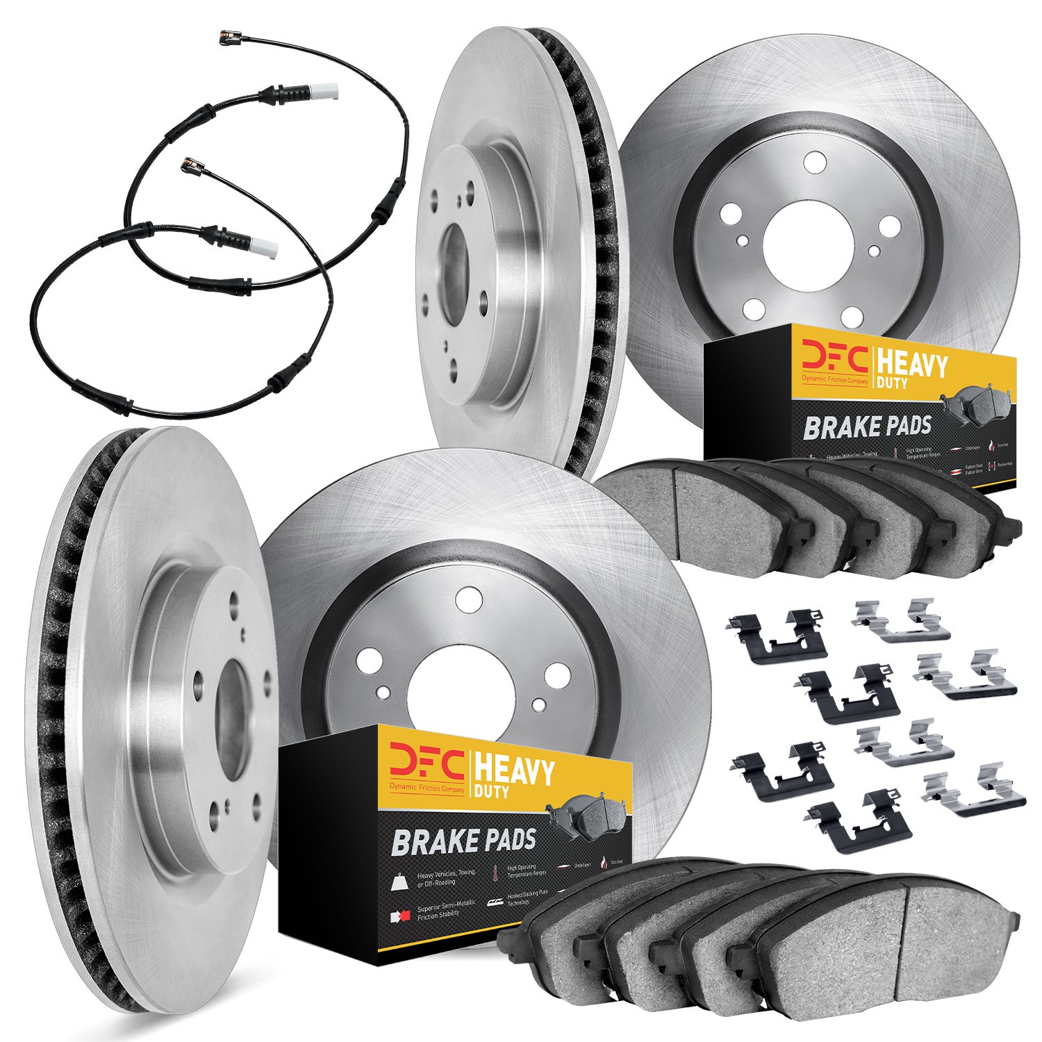 6224-40018 Brake Rotors w/Heavy-Duty Brake Pads/Sensor & Hardware Kit, 2006-2006 Mopar, Position: Front and Rear