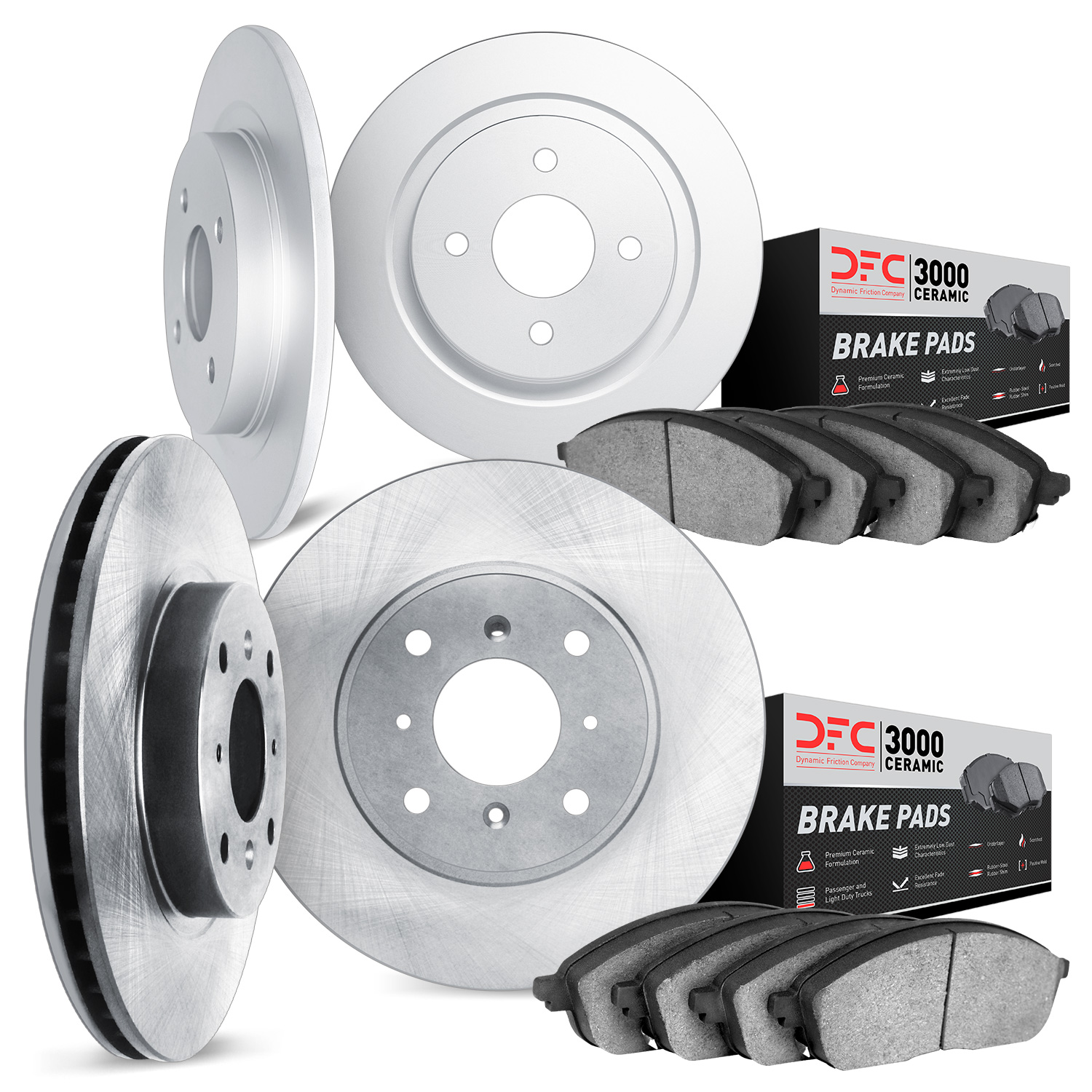 6304-01002 Brake Rotors with 3000-Series Ceramic Brake Pads Kit, 2006-2009 GM, Position: Front and Rear
