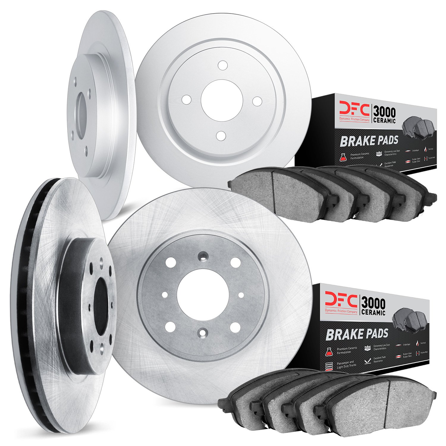 6304-03059 Brake Rotors with 3000-Series Ceramic Brake Pads Kit, 2012-2017 Multiple Makes/Models, Position: Front and Rear