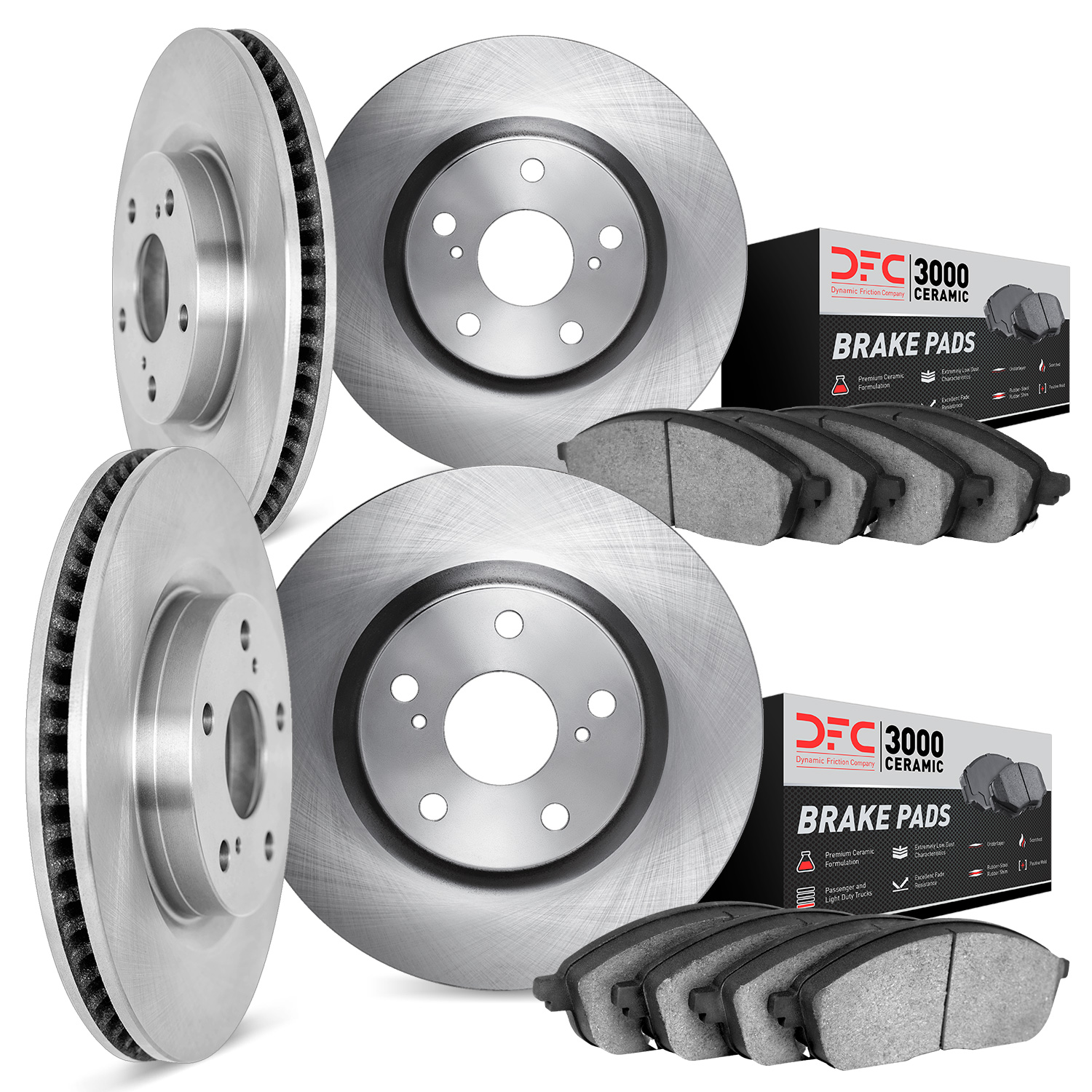 6304-11008 Brake Rotors with 3000-Series Ceramic Brake Pads Kit, 2005-2009 Land Rover, Position: Front and Rear