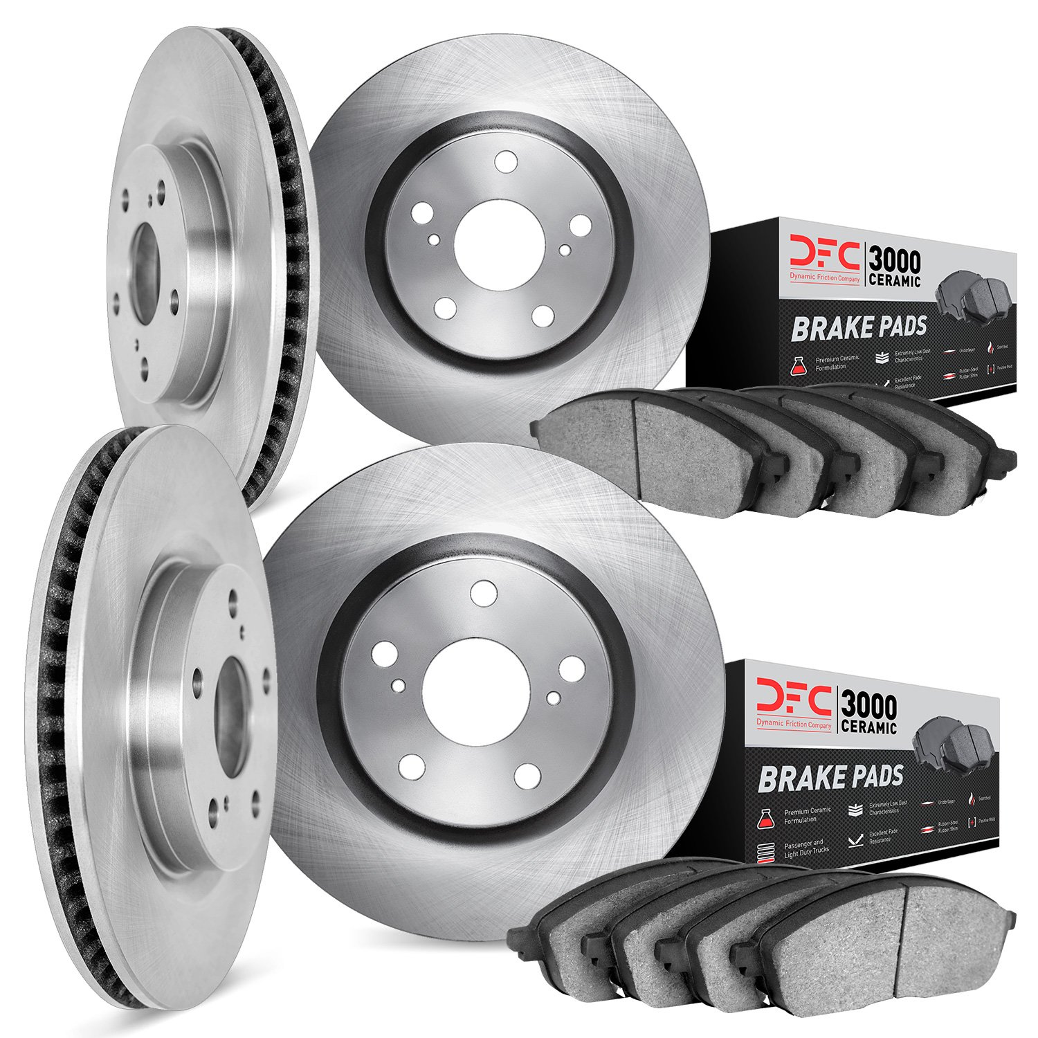 6304-13034 Brake Rotors with 3000-Series Ceramic Brake Pads Kit, 2010-2014 Subaru, Position: Front and Rear