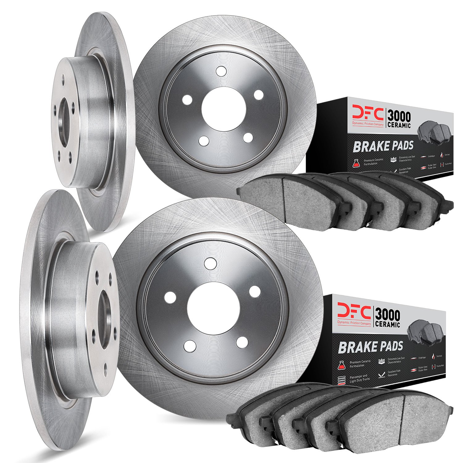 6304-27008 Brake Rotors with 3000-Series Ceramic Brake Pads Kit, 1975-1987 Volvo, Position: Front and Rear