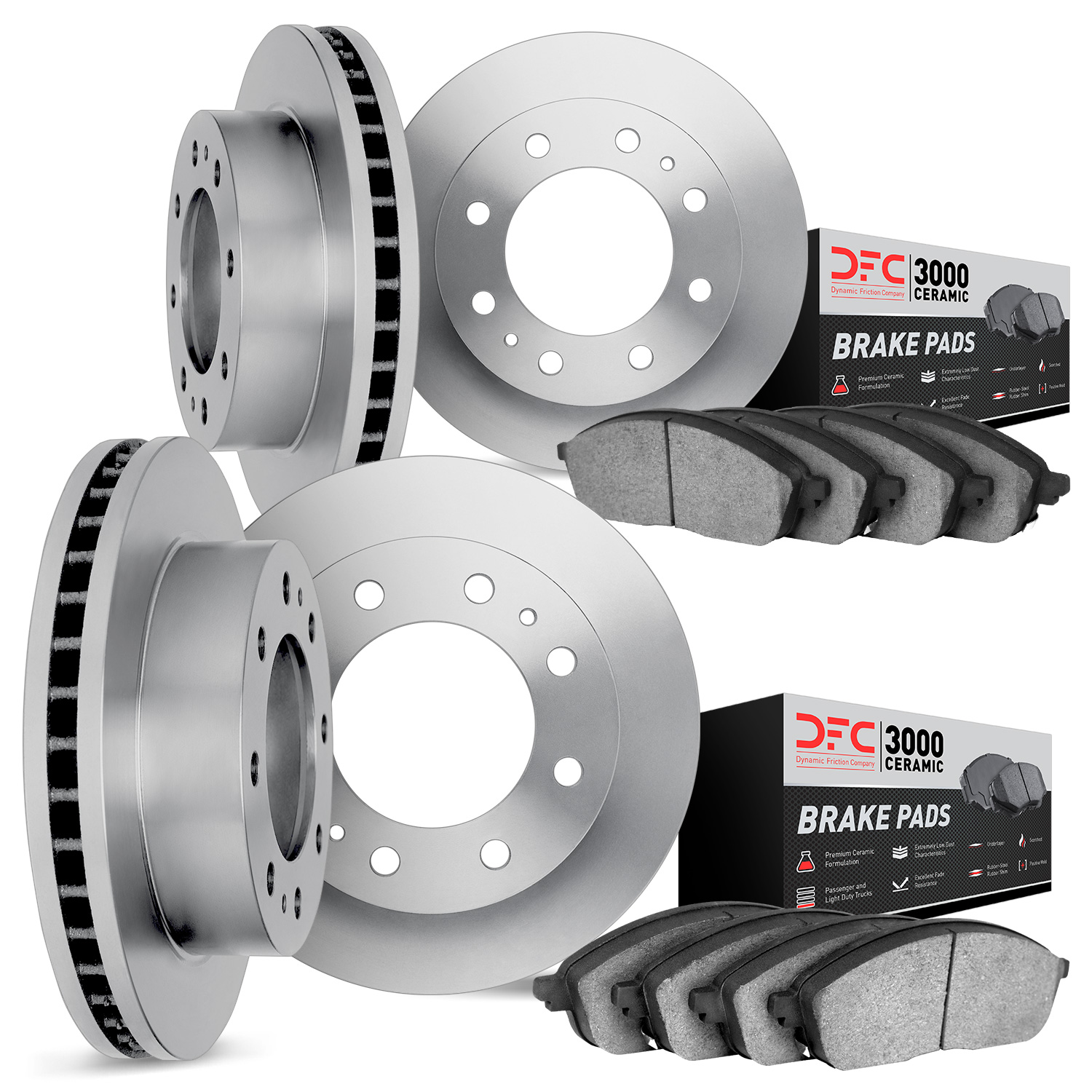 6304-40021 Brake Rotors with 3000-Series Ceramic Brake Pads Kit, 2000-2002 Mopar, Position: Front and Rear