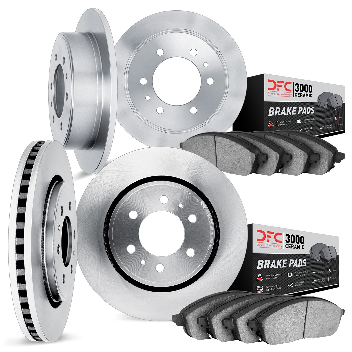 6304-40024 Brake Rotors with 3000-Series Ceramic Brake Pads Kit, 2003-2004 Mopar, Position: Front and Rear