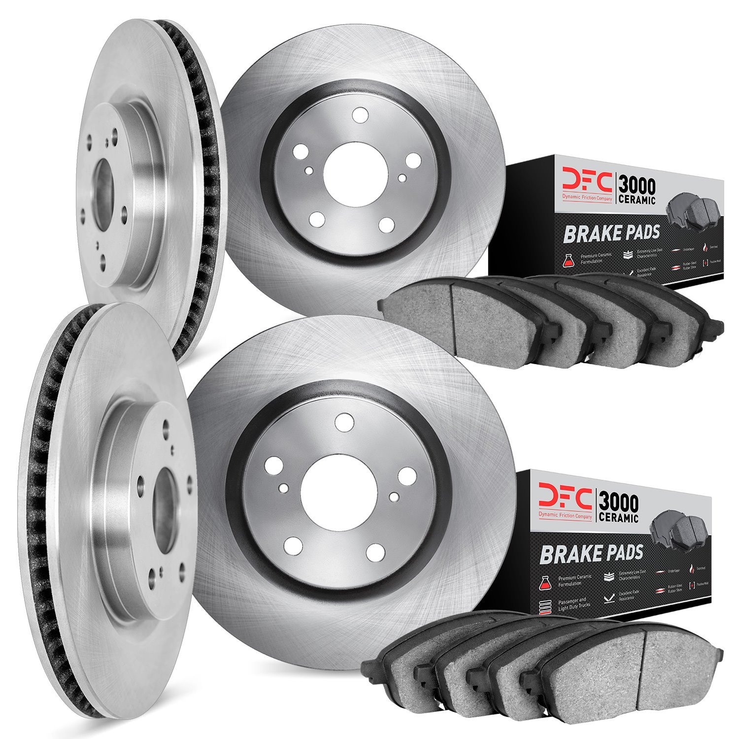 6304-40031 Brake Rotors with 3000-Series Ceramic Brake Pads Kit, Fits Select Mopar, Position: Front and Rear