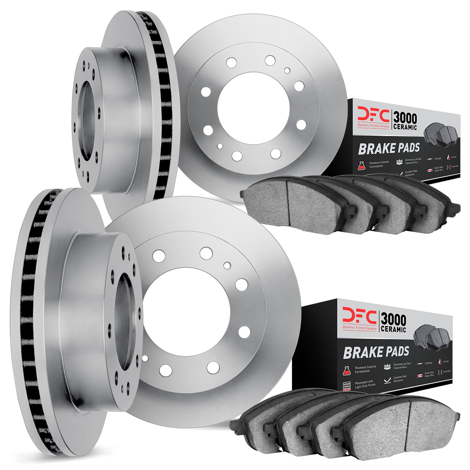 6304-46015 Brake Rotors with 3000-Series Ceramic Brake Pads Kit, 2006-2011 GM, Position: Front and Rear