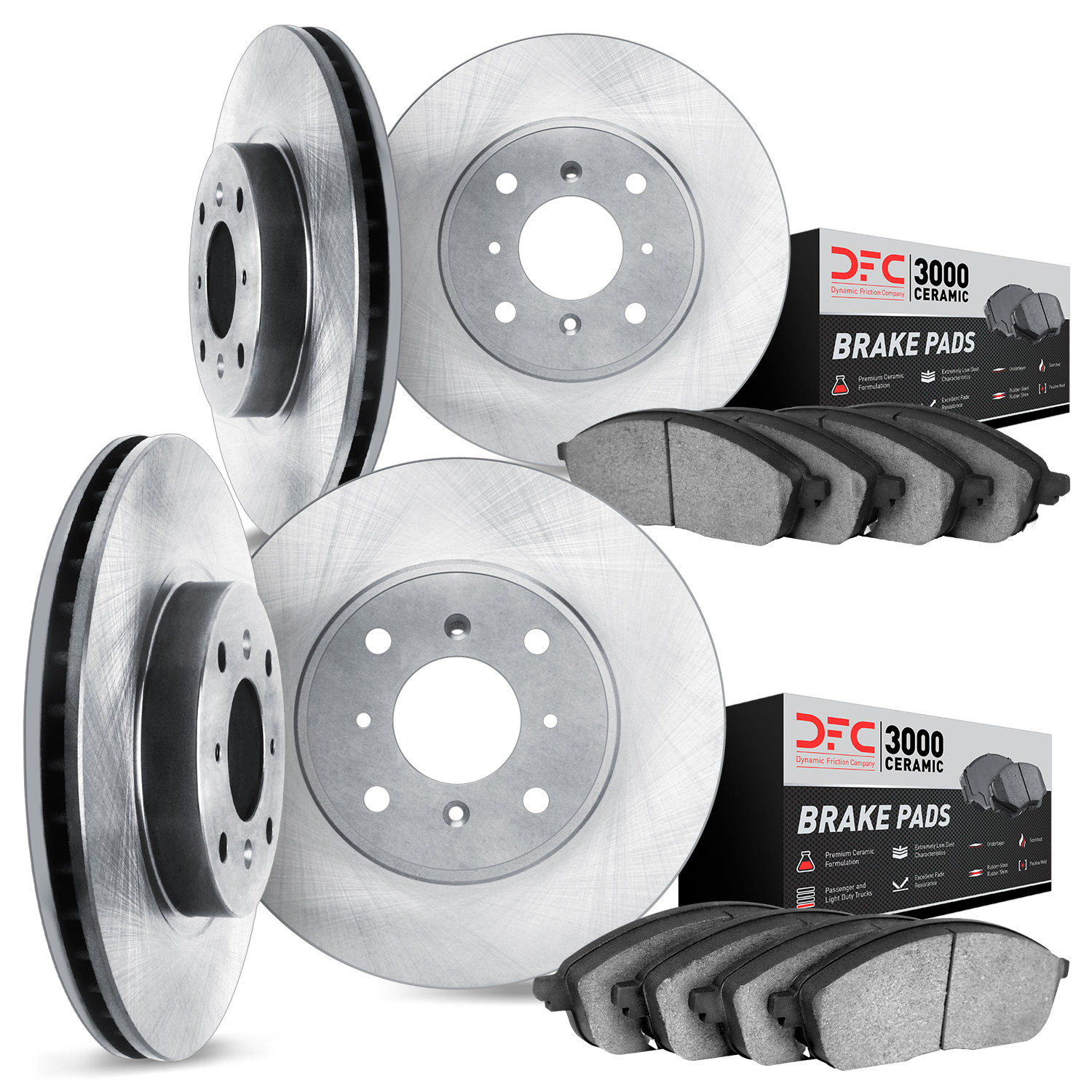 6304-54003 Brake Rotors with 3000-Series Ceramic Brake Pads Kit, 1987-1988 Ford/Lincoln/Mercury/Mazda, Position: Front and Rear