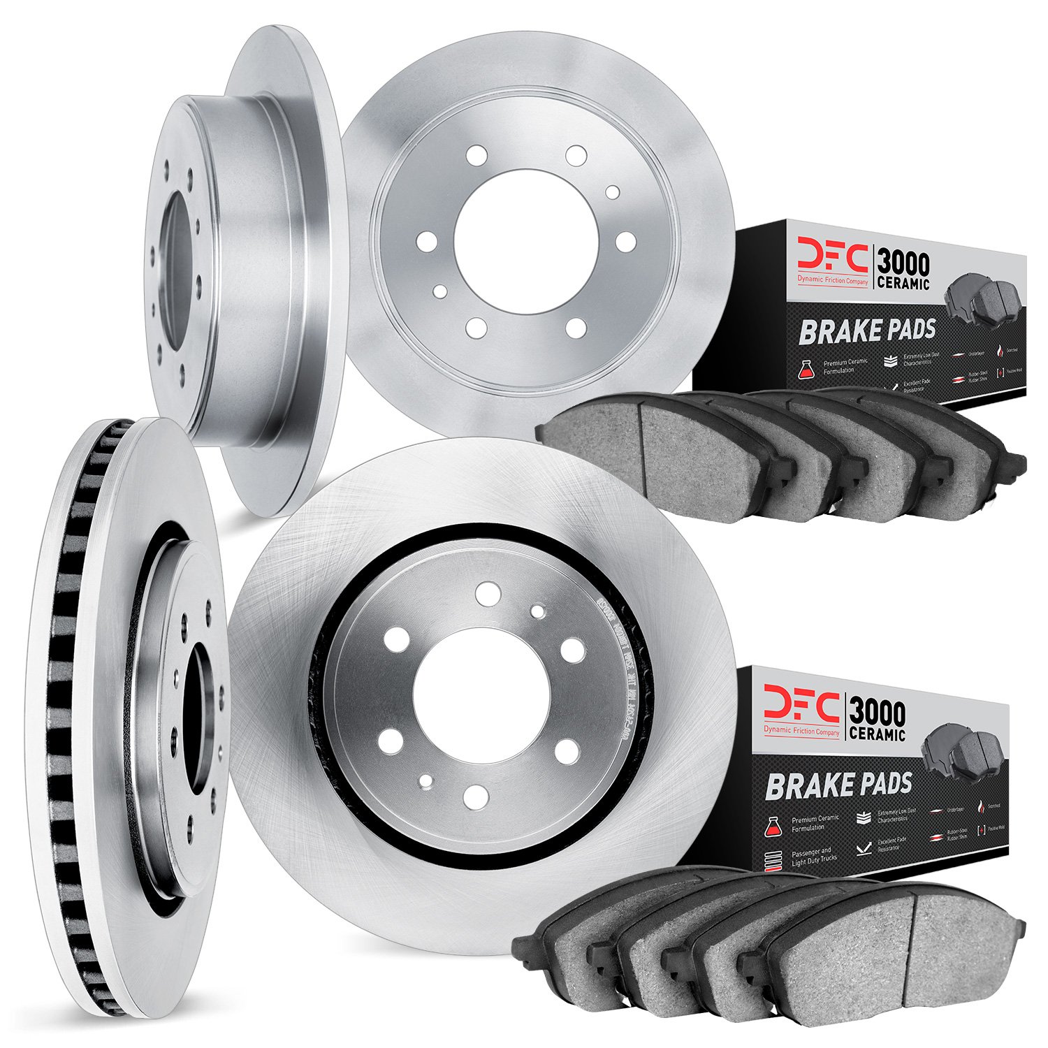 6304-72021 Brake Rotors with 3000-Series Ceramic Brake Pads Kit, 1990-2000 Mitsubishi, Position: Front and Rear