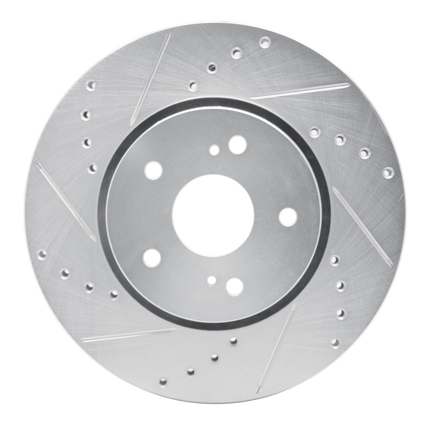 631-01007L Drilled/Slotted Brake Rotor [Silver], 2010-2013 Suzuki, Position: Front Left