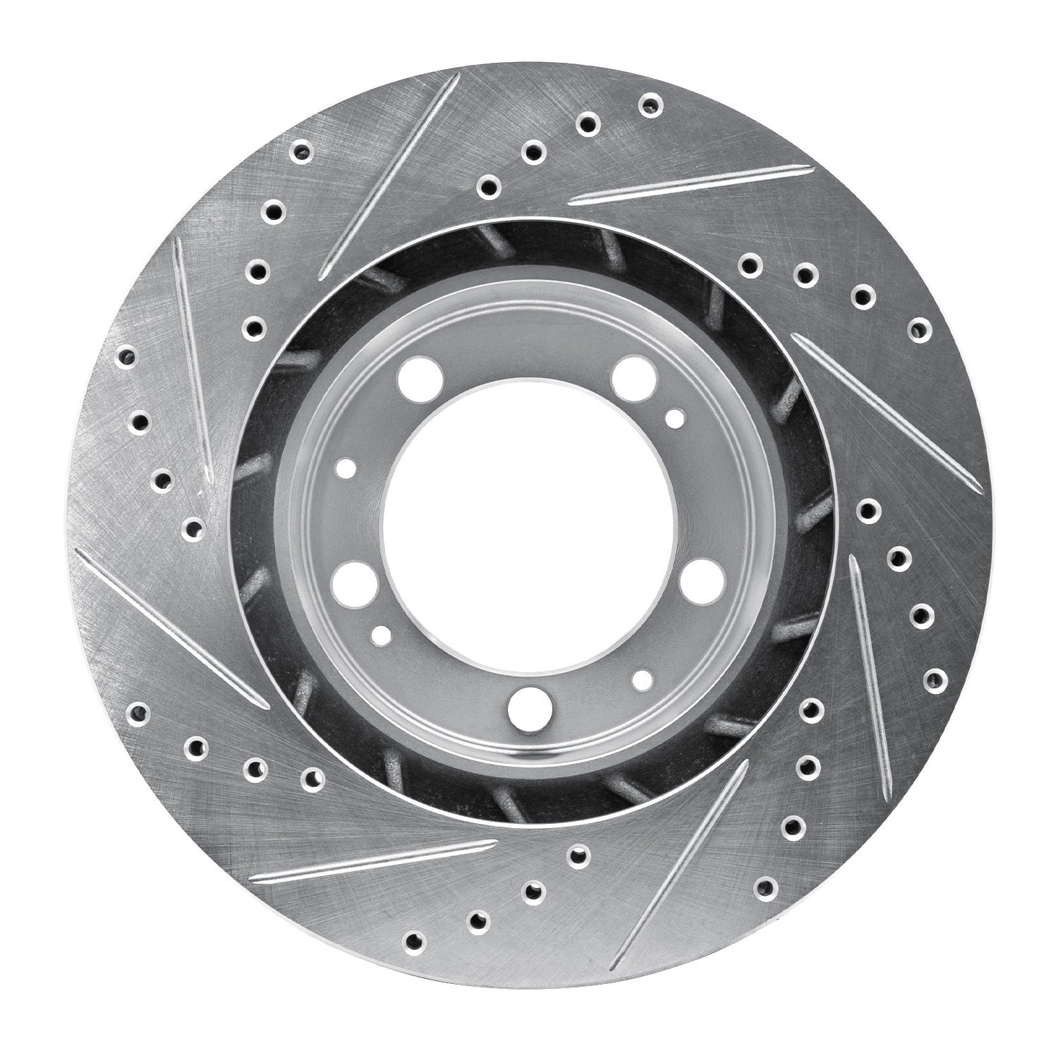 631-02010D Drilled/Slotted Brake Rotor [Silver], 1986-1991 Porsche, Position: Left Front