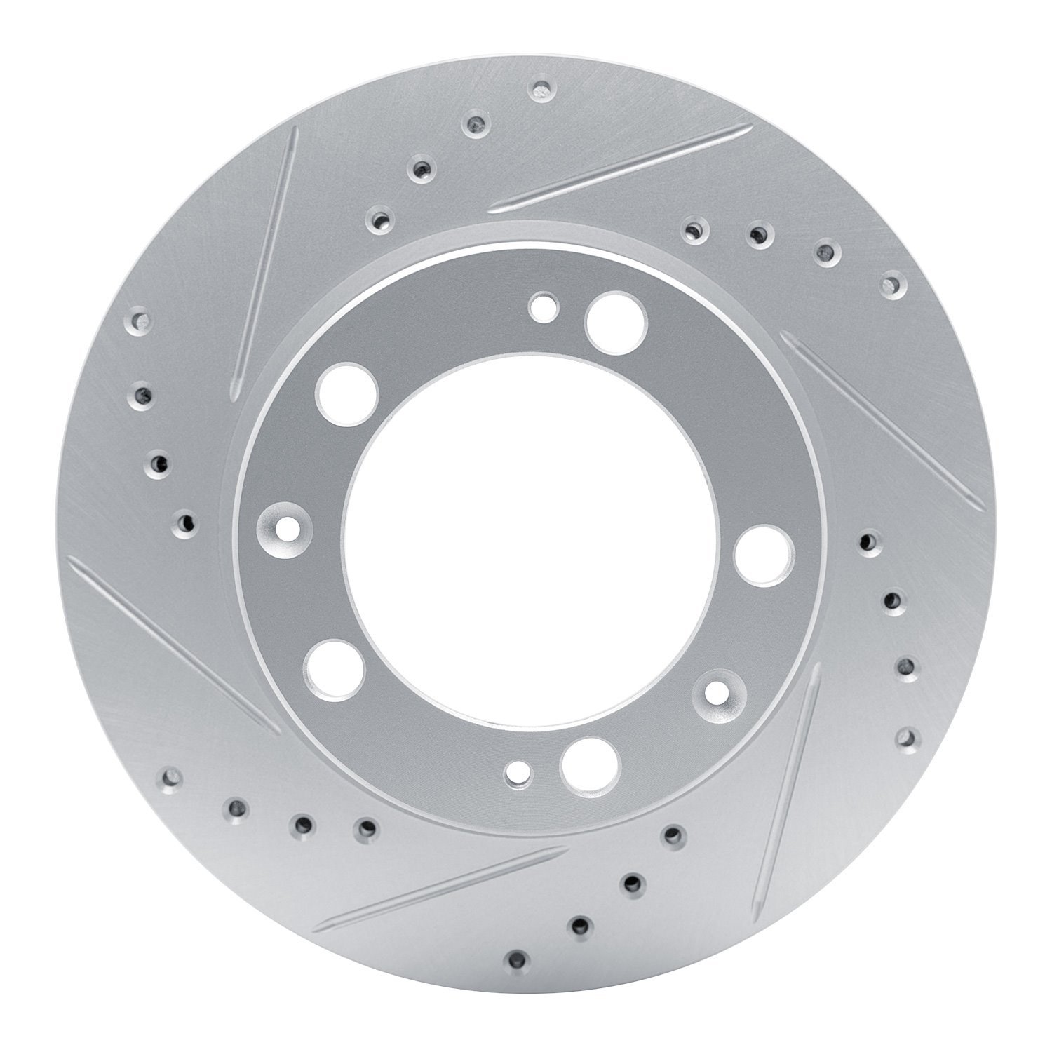 631-02019L Drilled/Slotted Brake Rotor [Silver], 1987-1995 Porsche, Position: Front Left