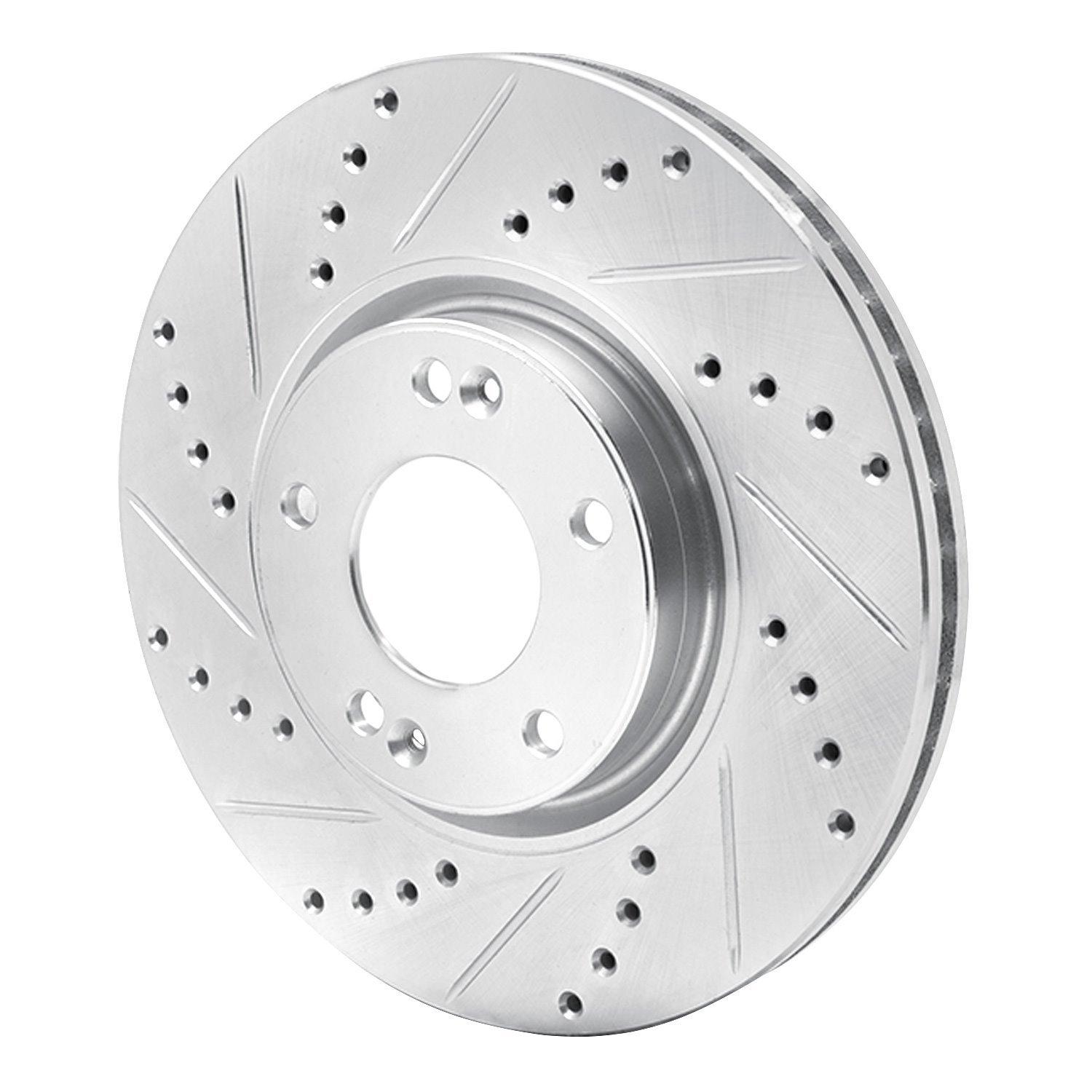 631-03019L Drilled/Slotted Brake Rotor [Silver], 2004-2011 Kia/Hyundai/Genesis, Position: Front Left