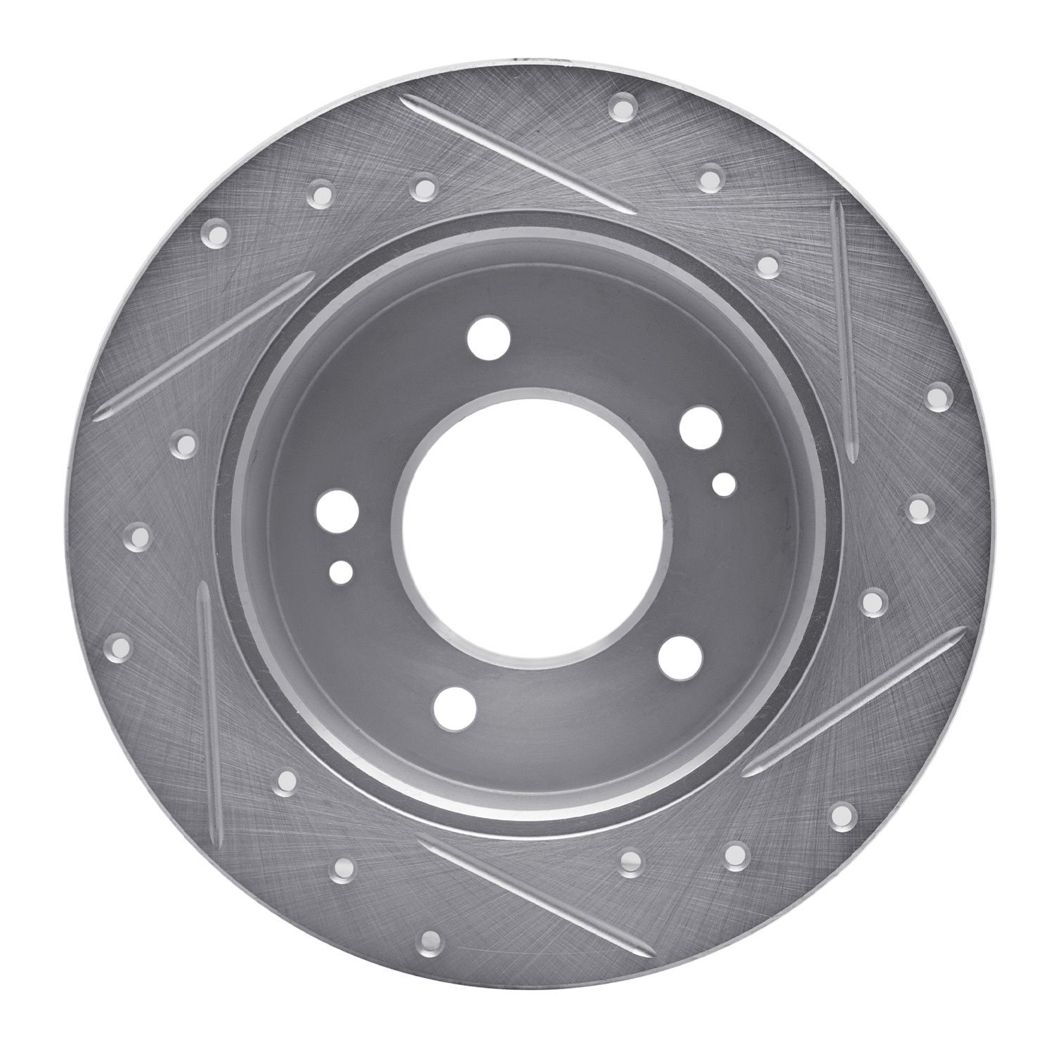 631-03037L Drilled/Slotted Brake Rotor [Silver], Fits Select Kia/Hyundai/Genesis, Position: Rear Left