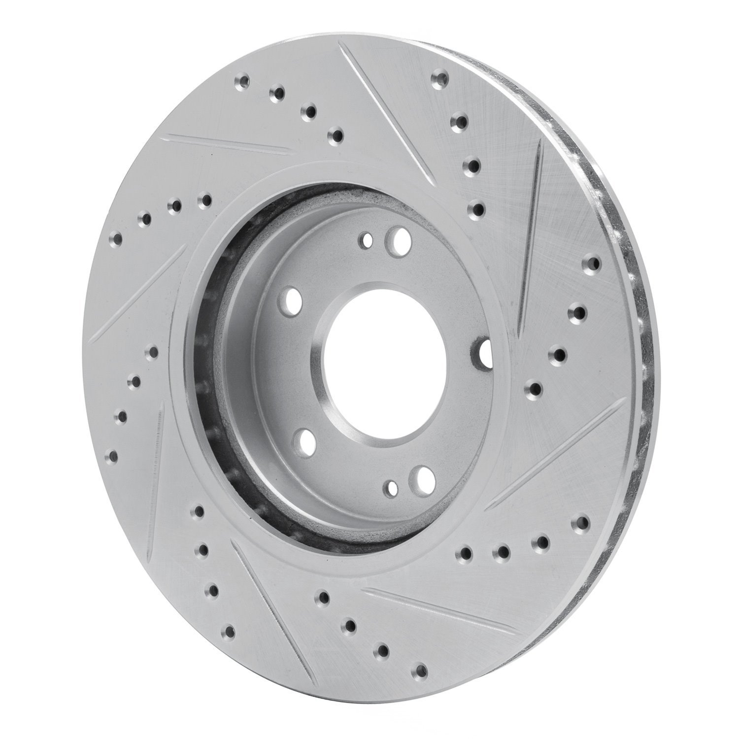 631-03045L Drilled/Slotted Brake Rotor [Silver], 2001-2006 Kia/Hyundai/Genesis, Position: Front Left