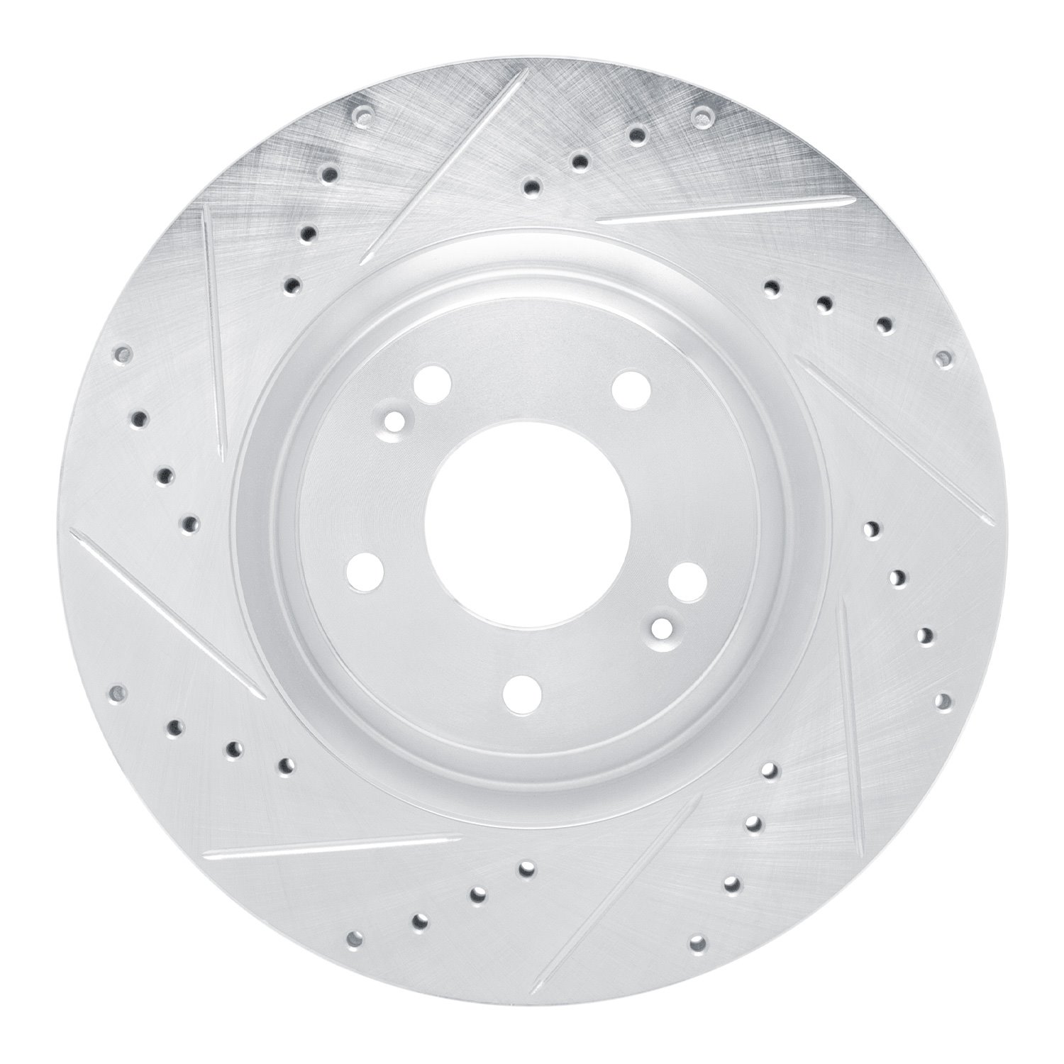631-03064L Drilled/Slotted Brake Rotor [Silver], Fits Select Kia/Hyundai/Genesis, Position: Front Left