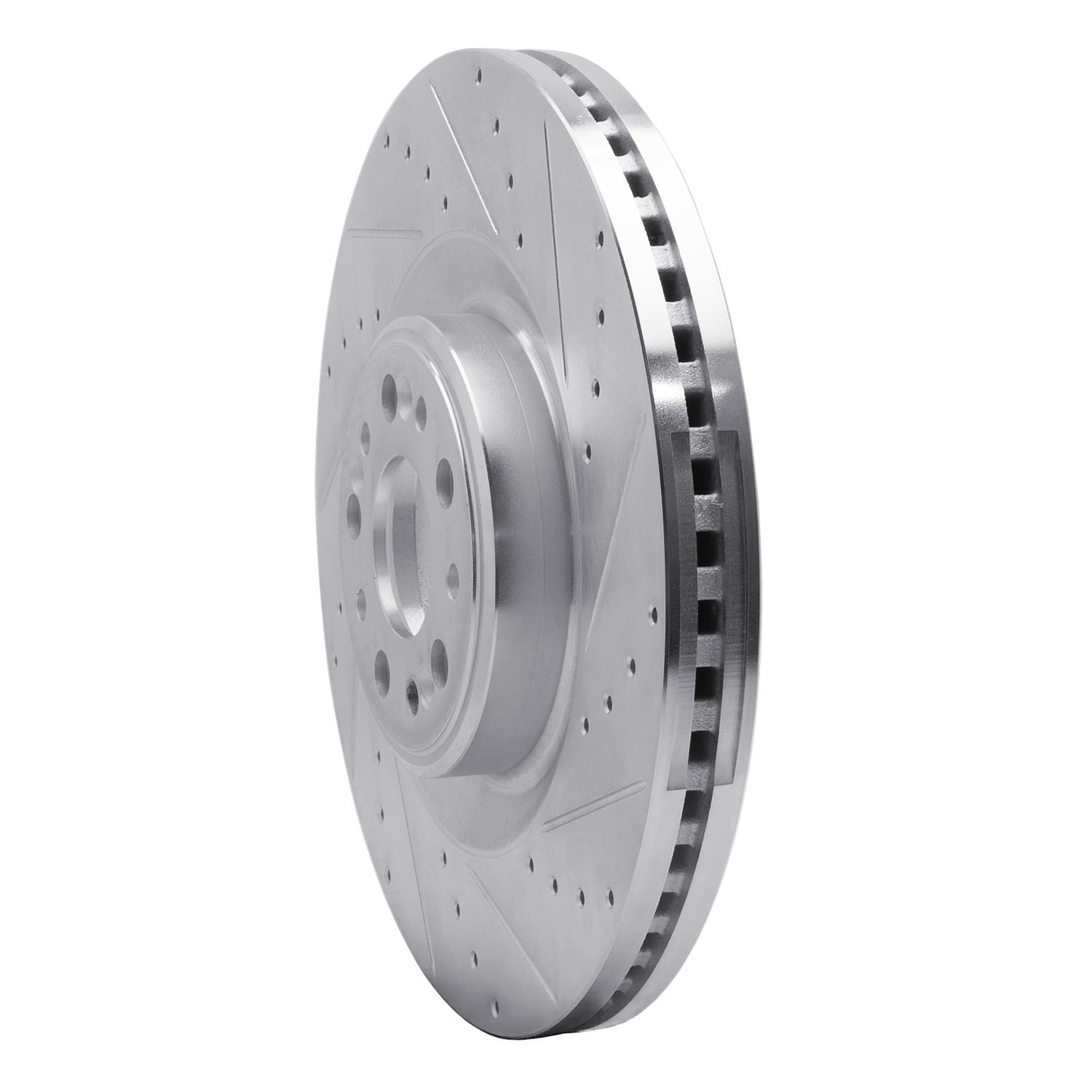 631-10001R Drilled/Slotted Brake Rotor [Silver], Fits Select Kia/Hyundai/Genesis, Position: Front Right