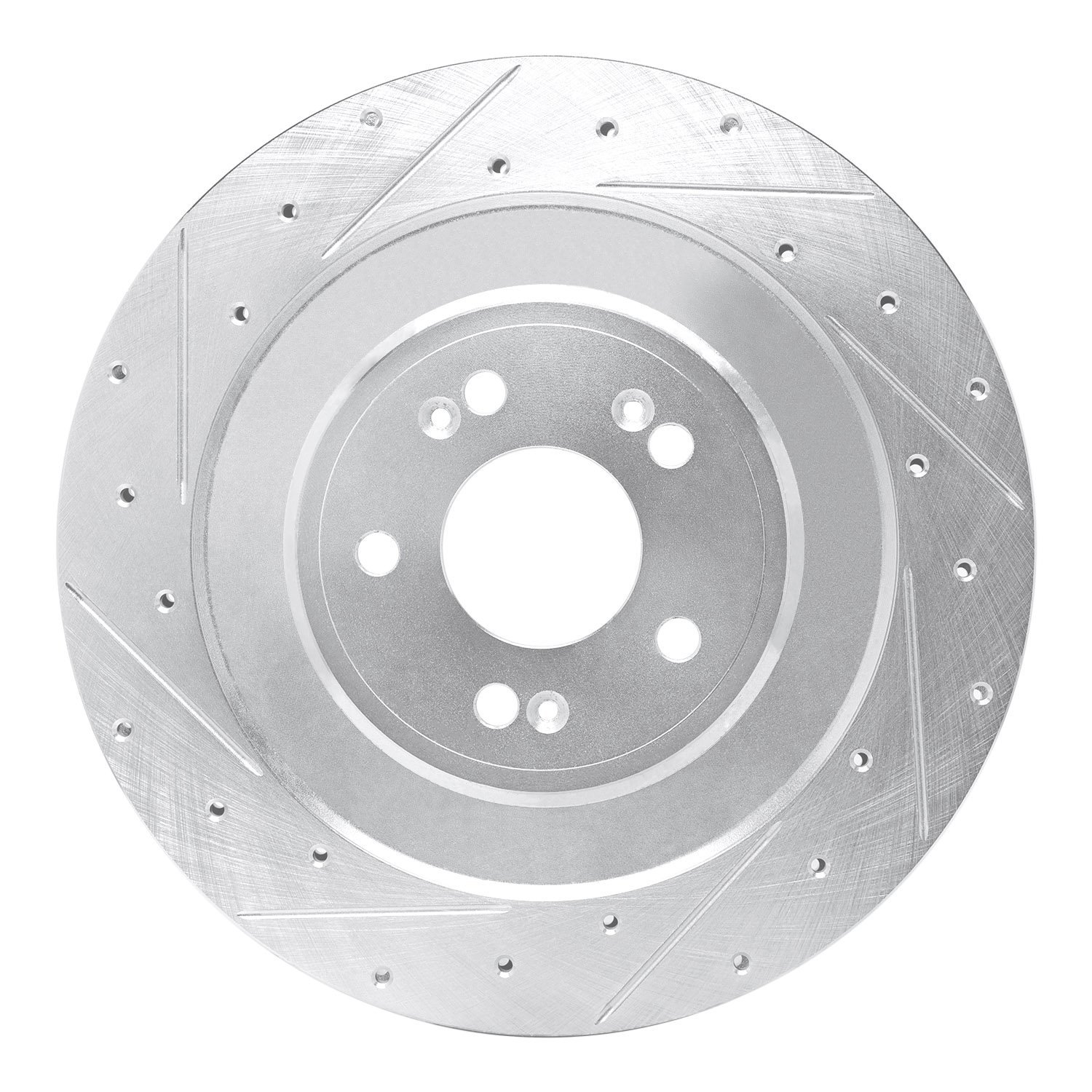 631-10007L Drilled/Slotted Brake Rotor [Silver], Fits Select Kia/Hyundai/Genesis, Position: Rear Left