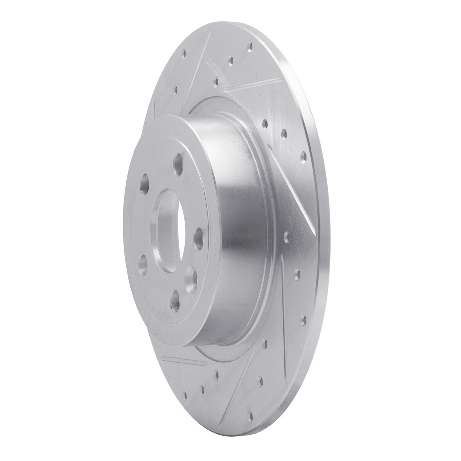 631-11028L Drilled/Slotted Brake Rotor [Silver], 2016-2019 Land Rover, Position: Rear Left