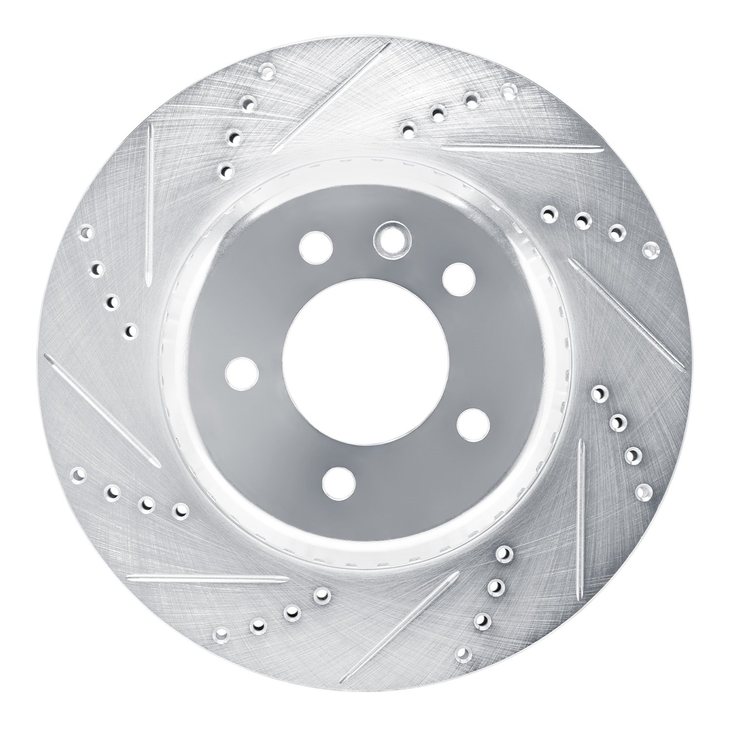631-11037L Drilled/Slotted Brake Rotor [Silver], Fits Select Land Rover, Position: Rear Left