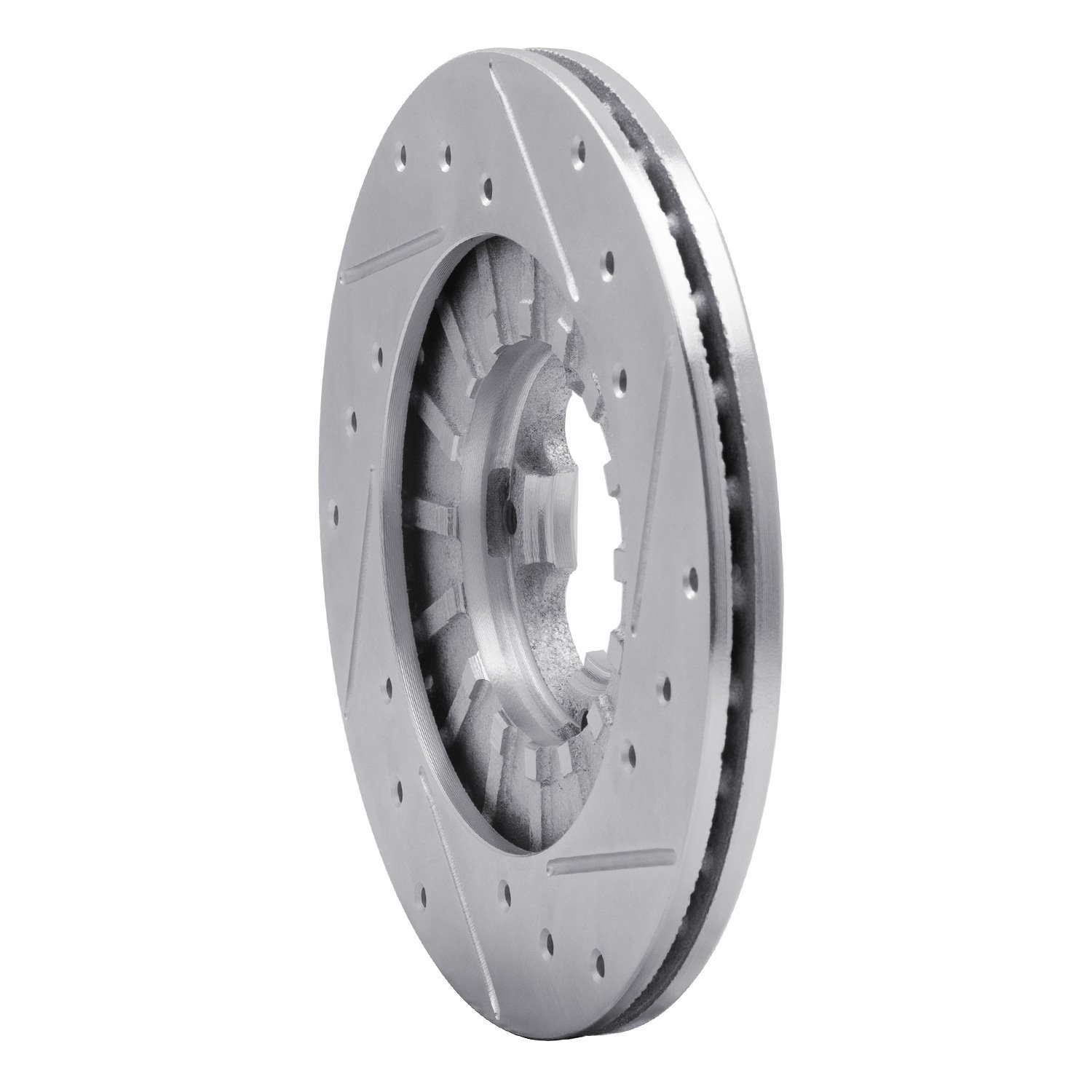 631-13006L Drilled/Slotted Brake Rotor [Silver], 1989-1994 Subaru, Position: Front Left
