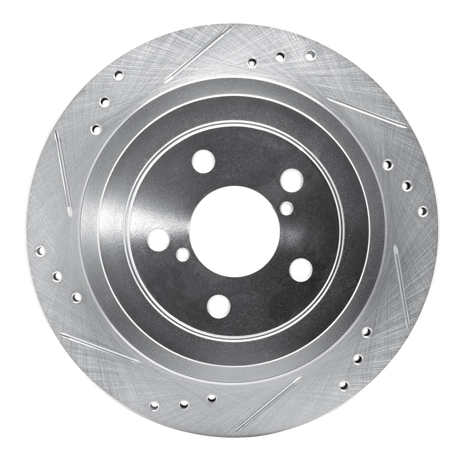 631-13019L Drilled/Slotted Brake Rotor [Silver], 2005-2009 Subaru, Position: Rear Left