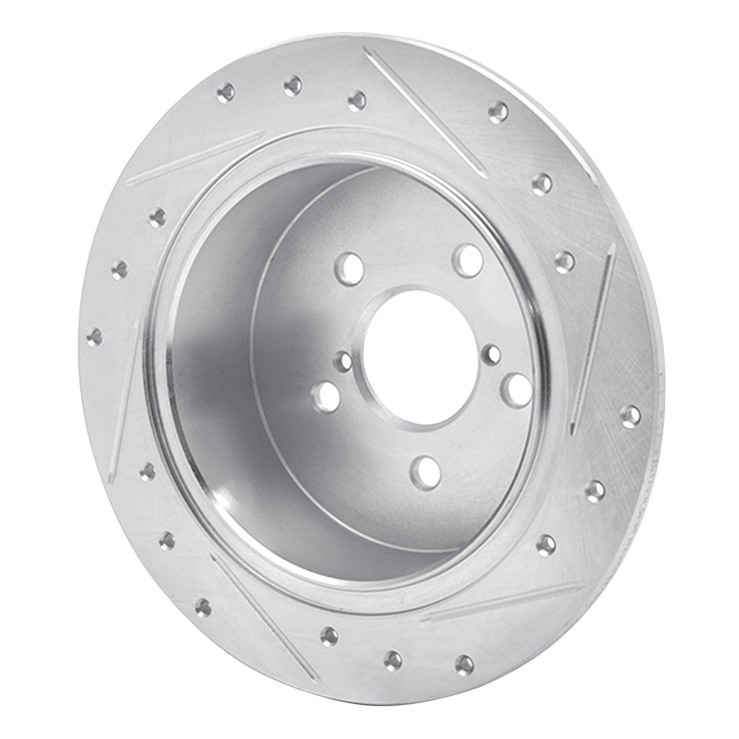 631-13020L Drilled/Slotted Brake Rotor [Silver], 2005-2009 Subaru, Position: Rear Left