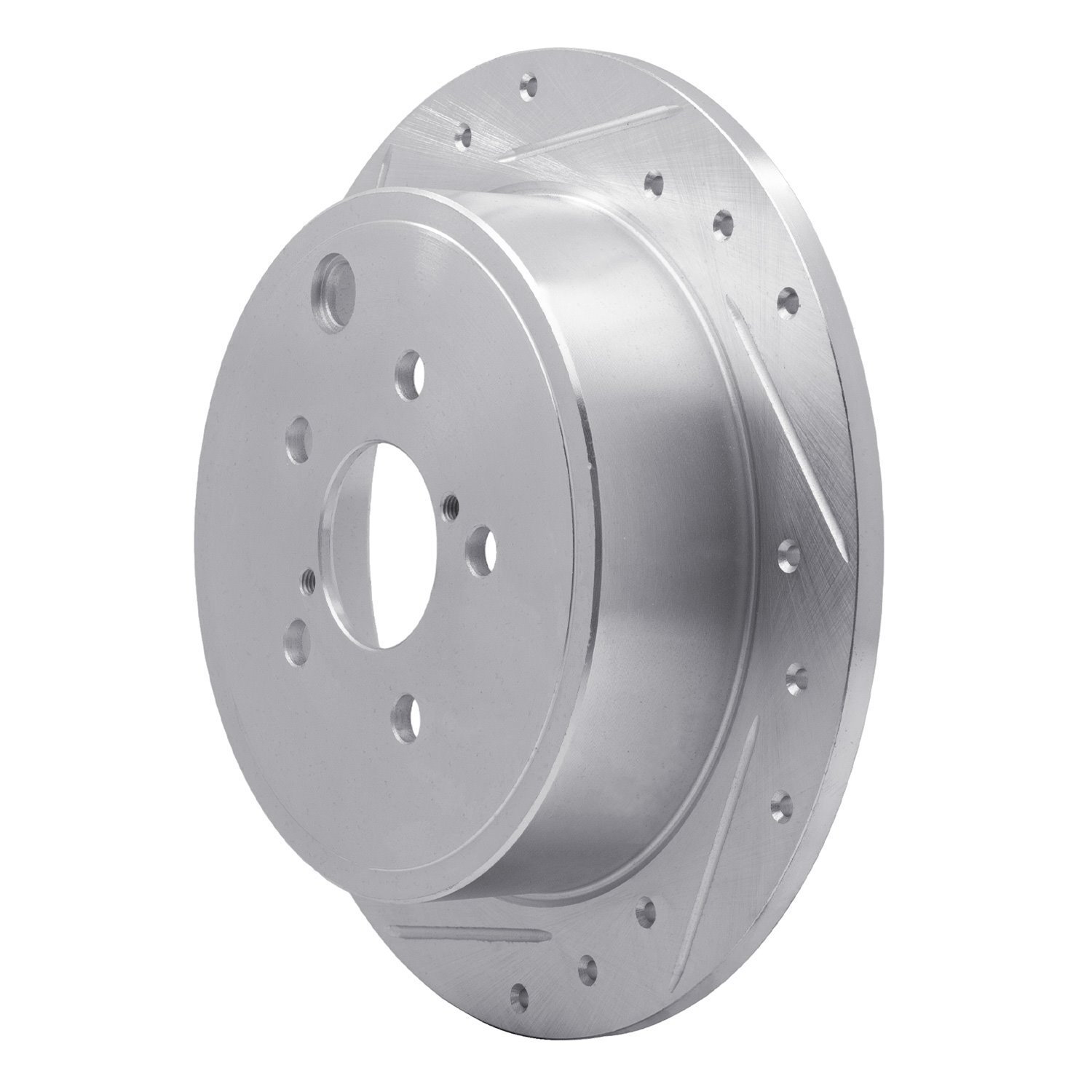 631-13021L Drilled/Slotted Brake Rotor [Silver], 2008-2015 Subaru, Position: Rear Left