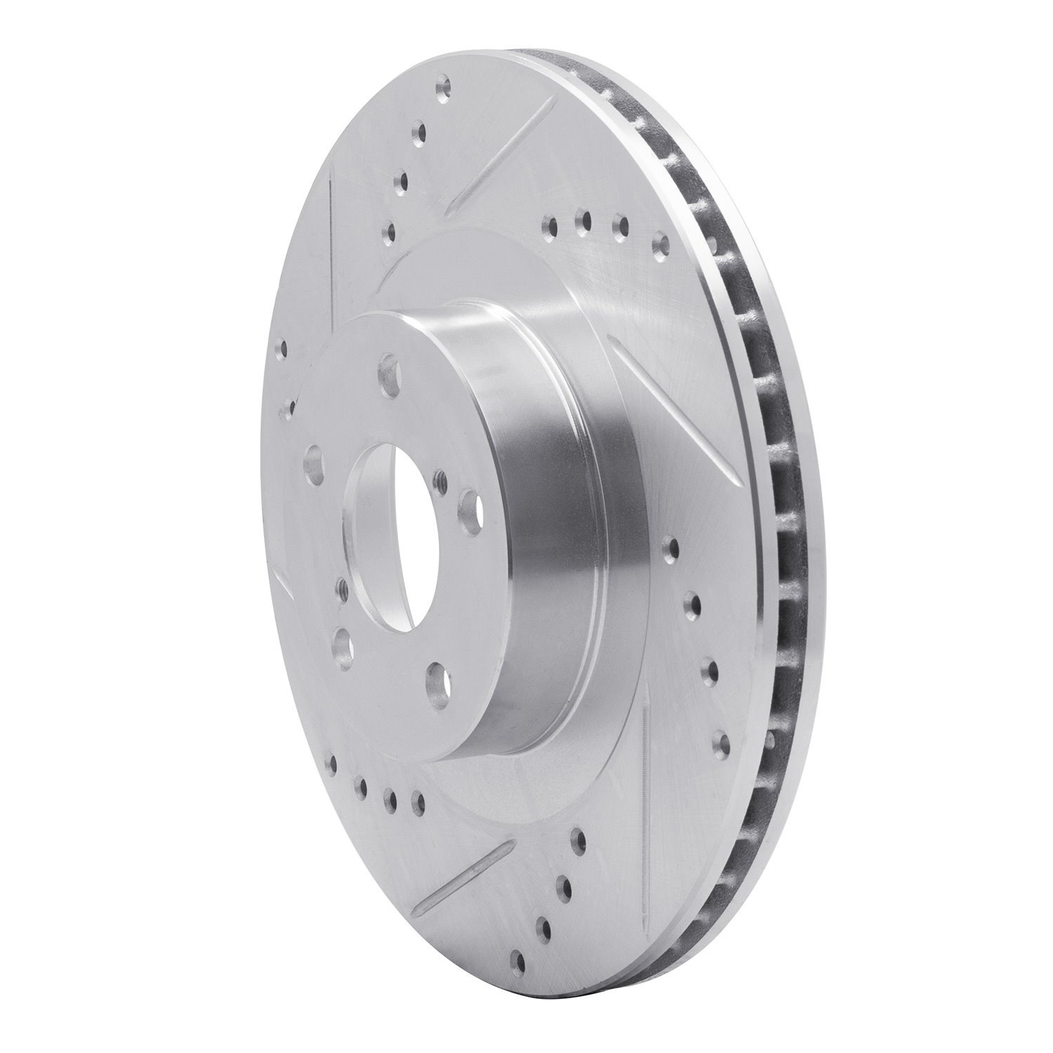 631-13033L Drilled/Slotted Brake Rotor [Silver], 2001-2008 GM, Position: Front Left