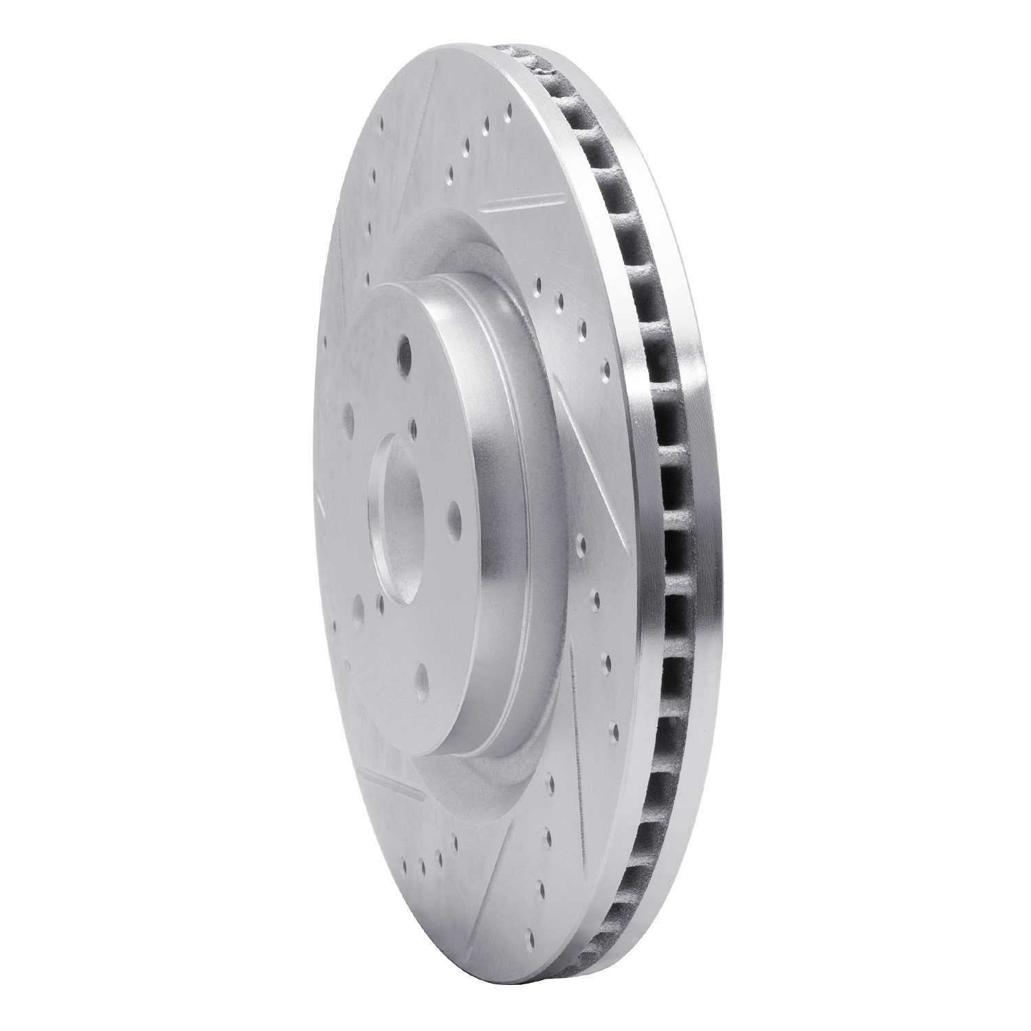 631-13045L Drilled/Slotted Brake Rotor [Silver], Fits Select Subaru, Position: Front Left