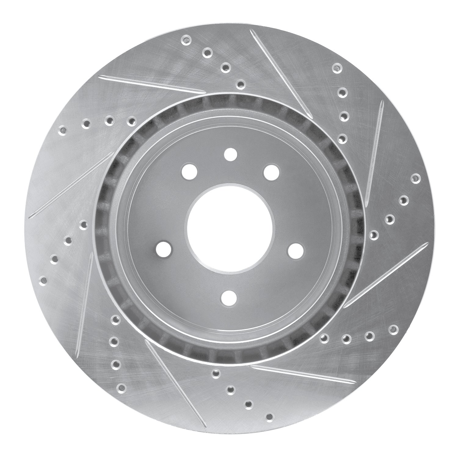 631-20017L Drilled/Slotted Brake Rotor [Silver], 2000-2006 Jaguar, Position: Rear Left