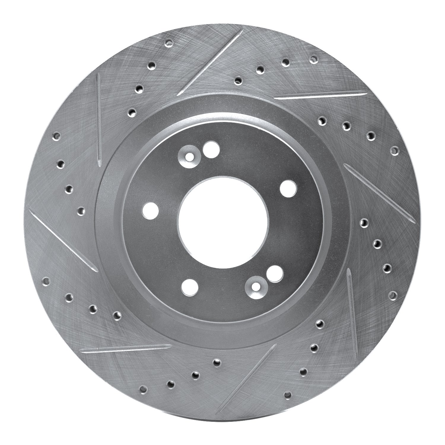 631-21030L Drilled/Slotted Brake Rotor [Silver], 2015-2020 Kia/Hyundai/Genesis, Position: Front Left