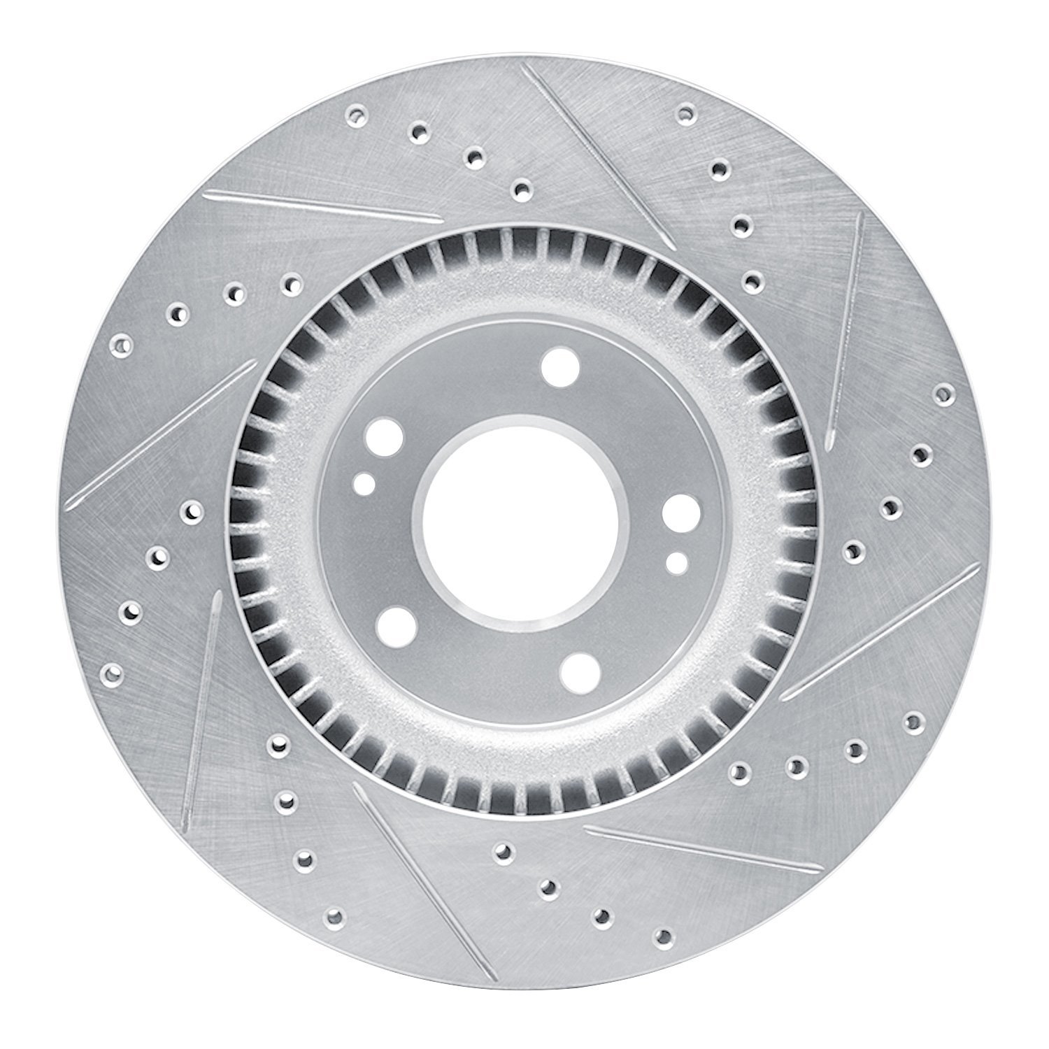 631-21035L Drilled/Slotted Brake Rotor [Silver], 2017-2020 Kia/Hyundai/Genesis, Position: Front Left