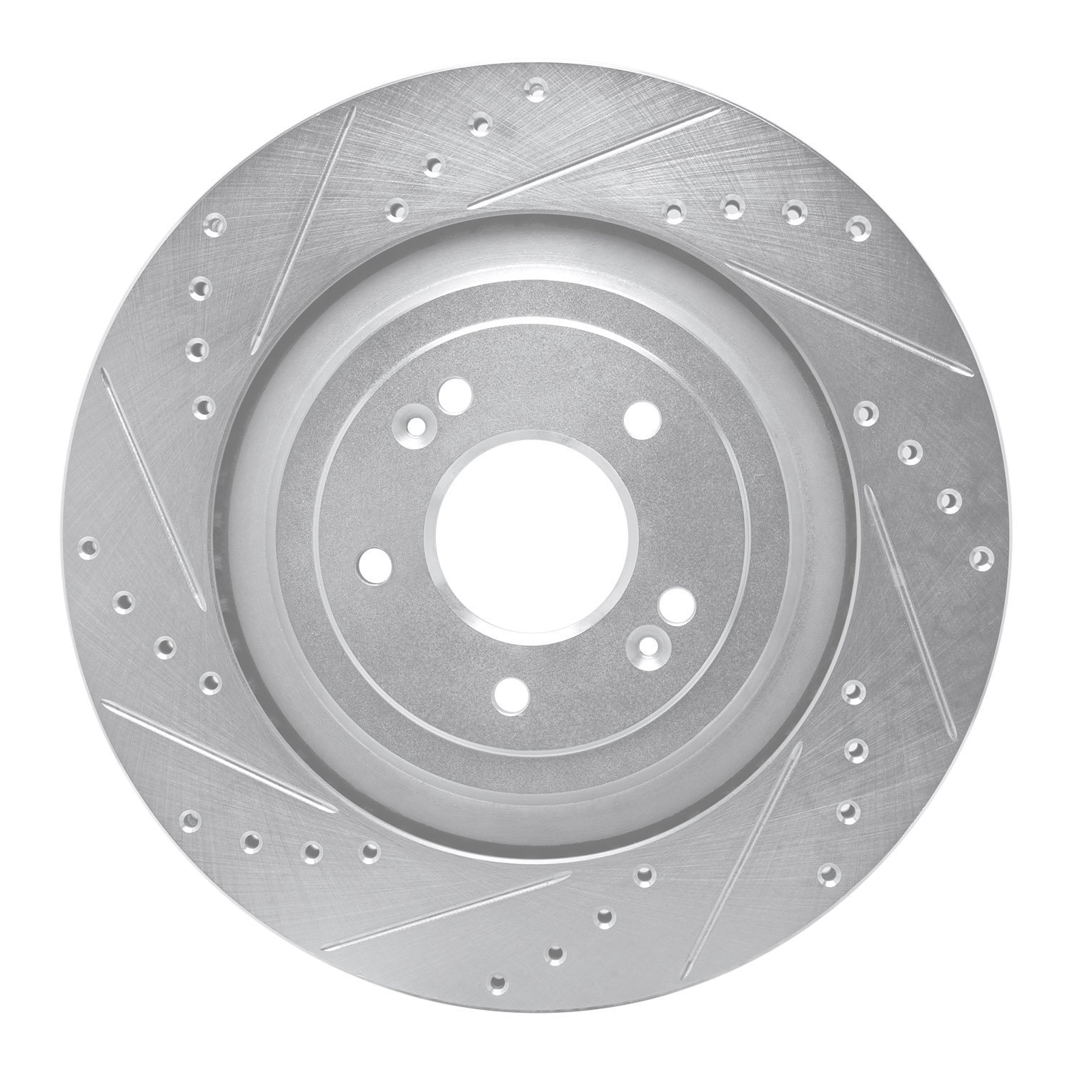 631-21043L Drilled/Slotted Brake Rotor [Silver], Fits Select Kia/Hyundai/Genesis, Position: Rear Left