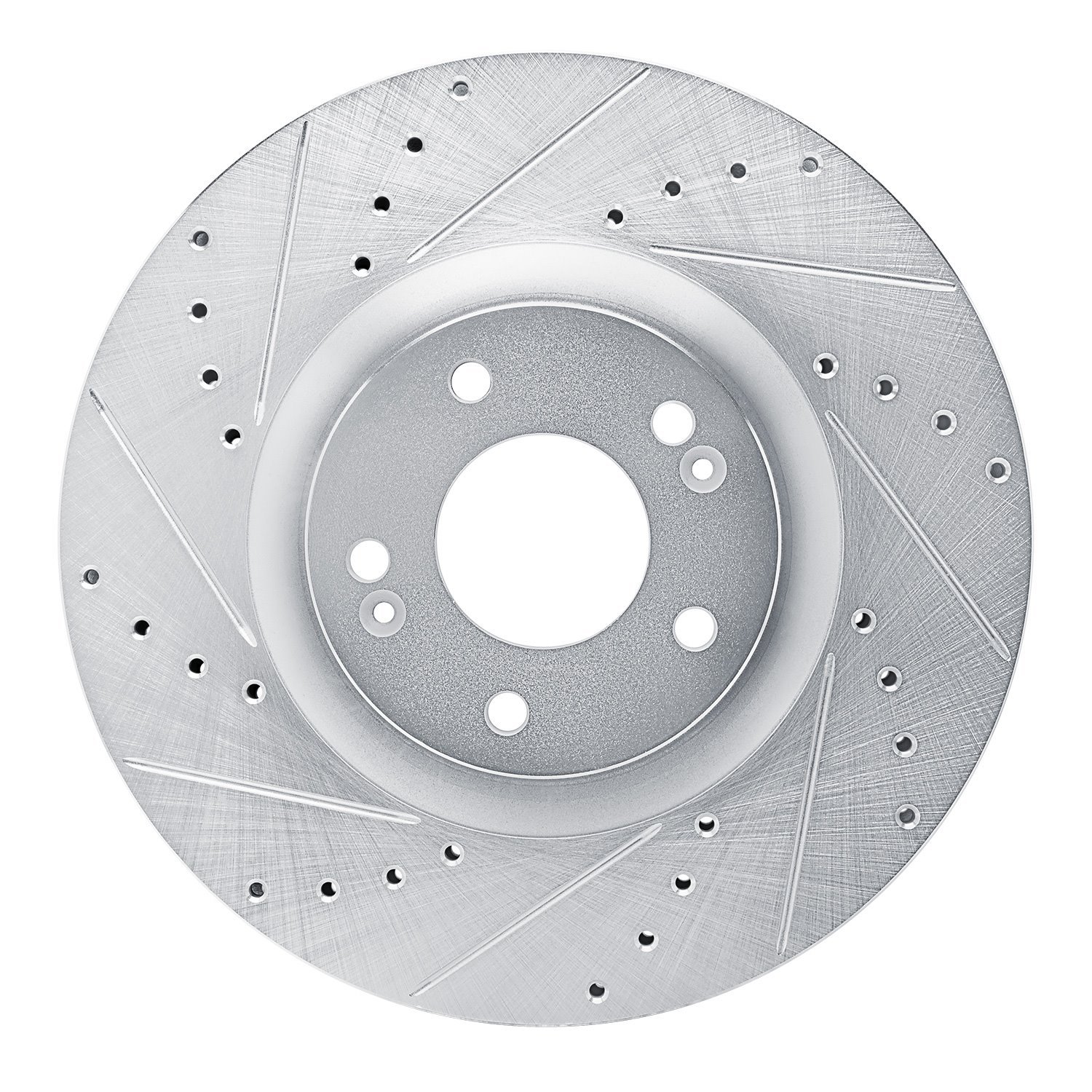 631-21046L Drilled/Slotted Brake Rotor [Silver], Fits Select Kia/Hyundai/Genesis, Position: Front Left