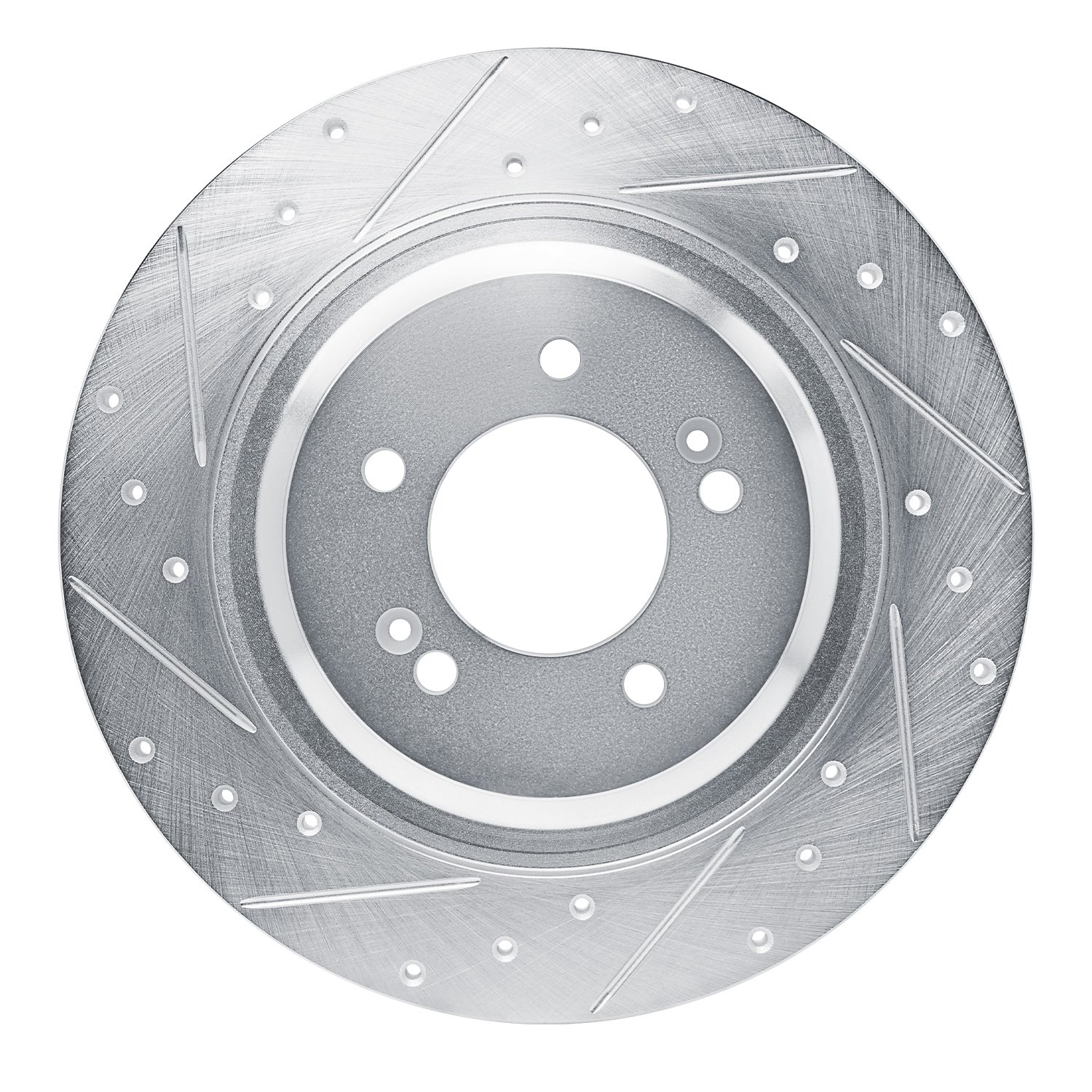 631-21049L Drilled/Slotted Brake Rotor [Silver], Fits Select Kia/Hyundai/Genesis, Position: Rear Left