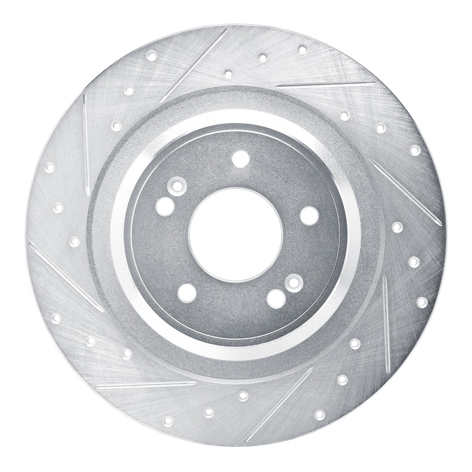 631-21051L Drilled/Slotted Brake Rotor [Silver], Fits Select Kia/Hyundai/Genesis, Position: Rear Left