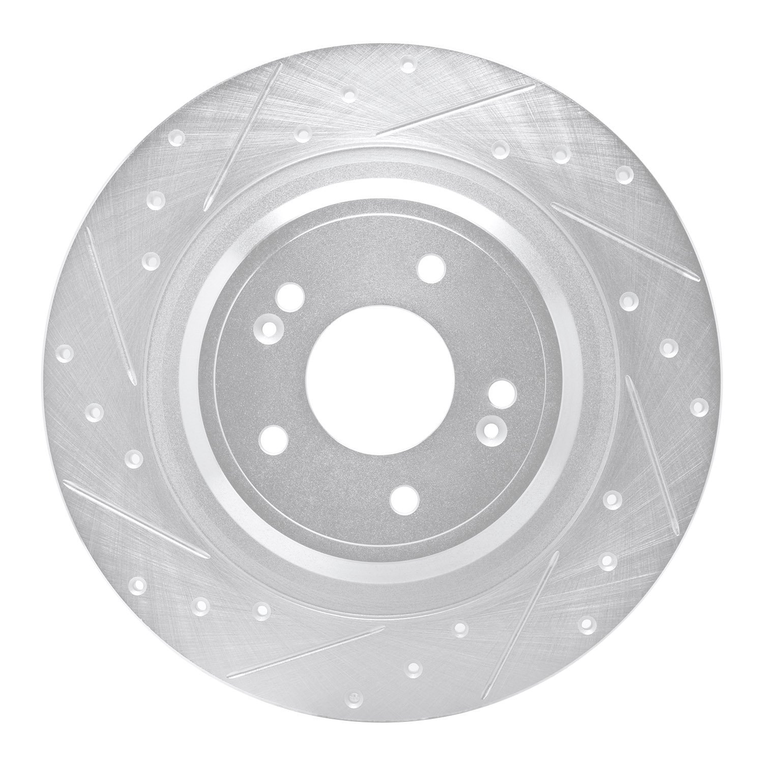 631-21054L Drilled/Slotted Brake Rotor [Silver], Fits Select Kia/Hyundai/Genesis, Position: Rear Left