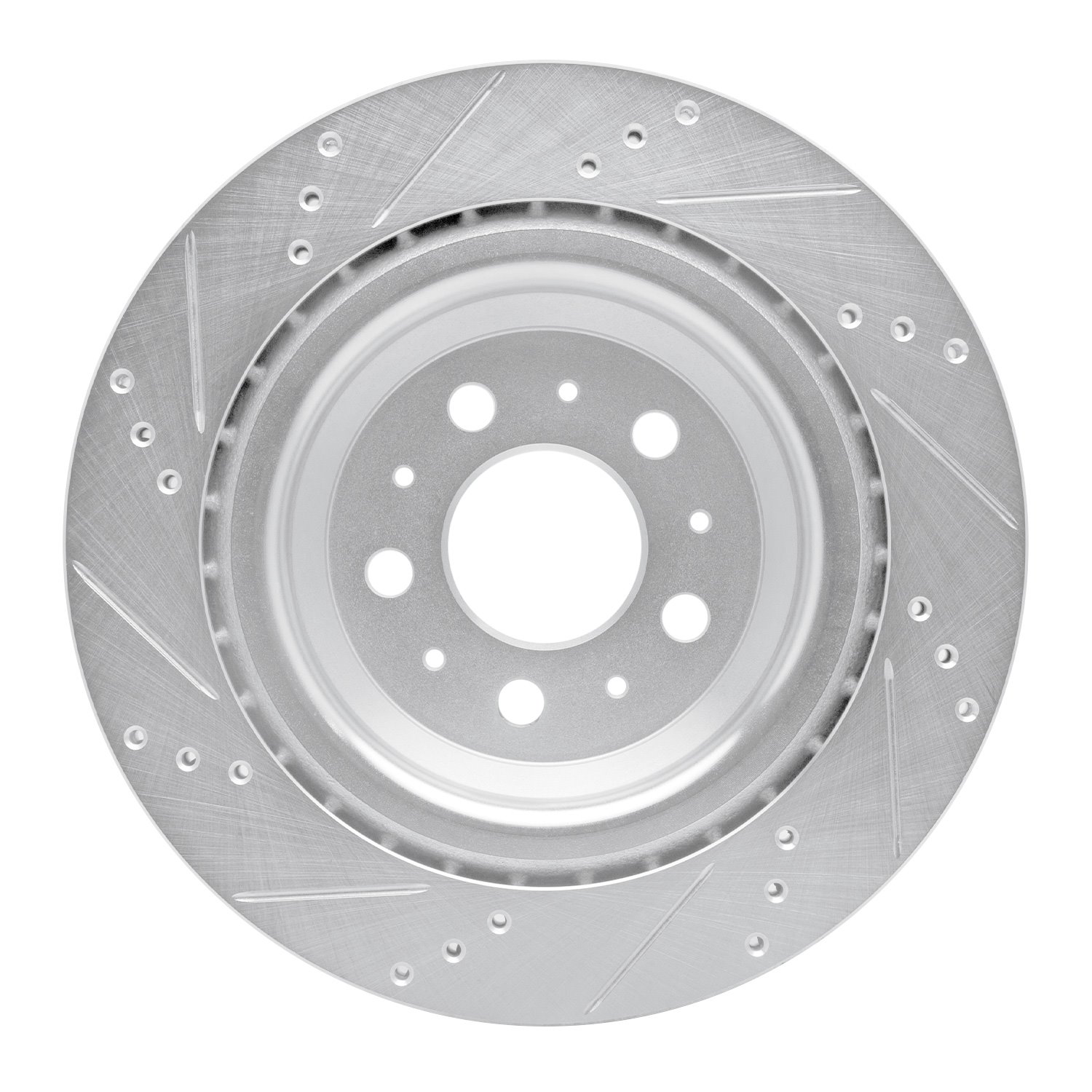 631-26003R Drilled/Slotted Brake Rotor [Silver], Fits Select Tesla, Position: Rear Right