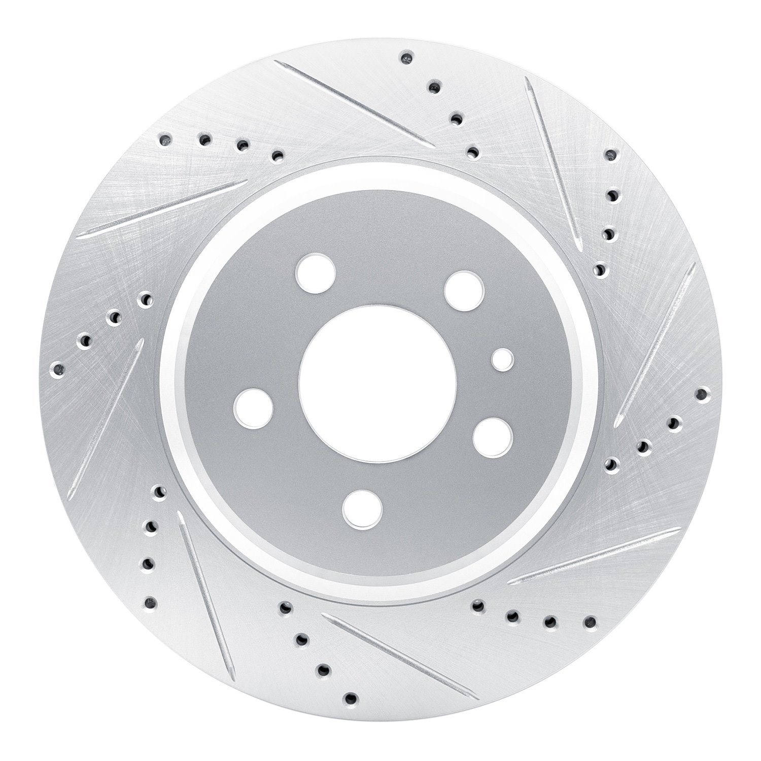 631-26005R Drilled/Slotted Brake Rotor [Silver], Fits Select Tesla, Position: Rear Right