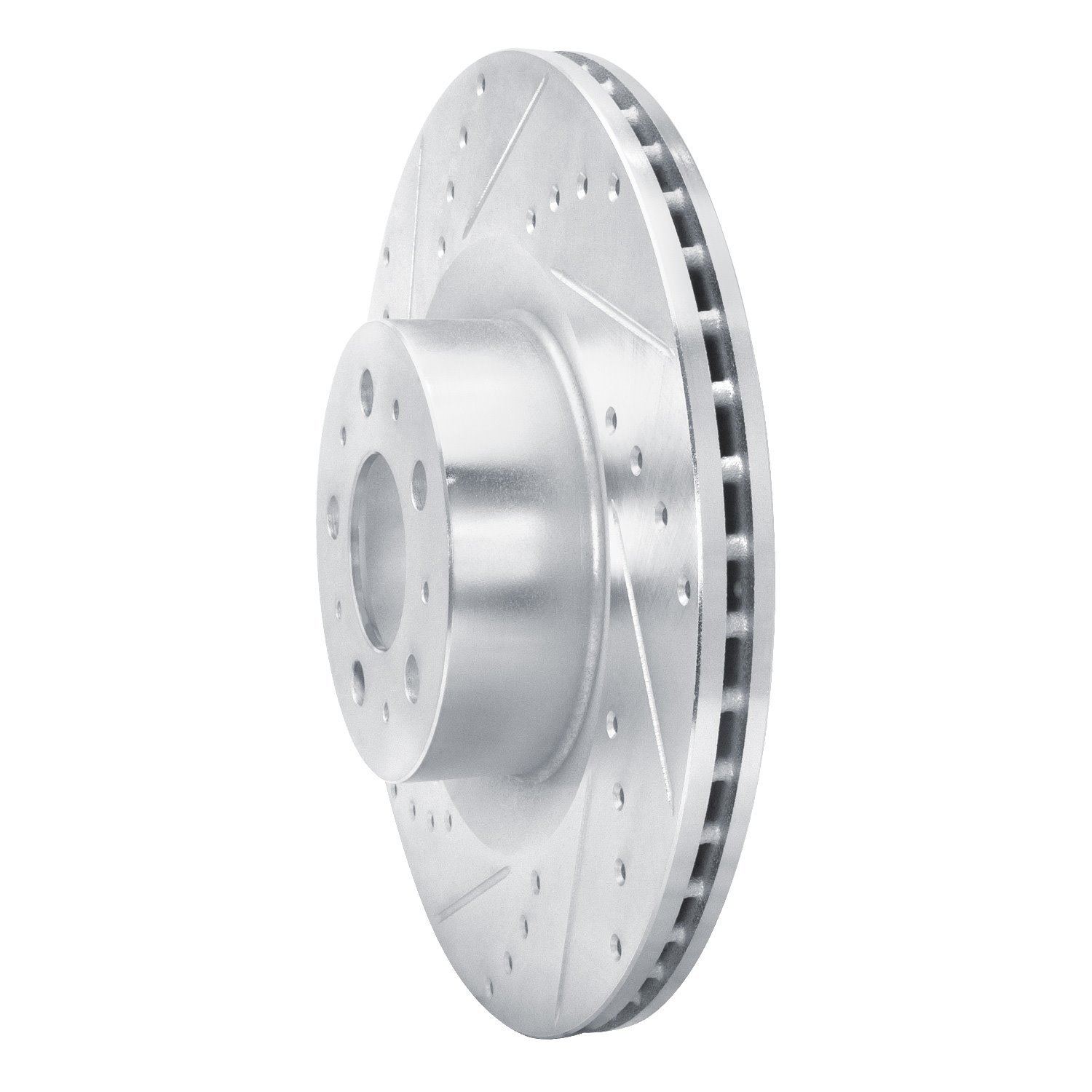 631-26007L Drilled/Slotted Brake Rotor [Silver], Fits Select Tesla, Position: Front Left