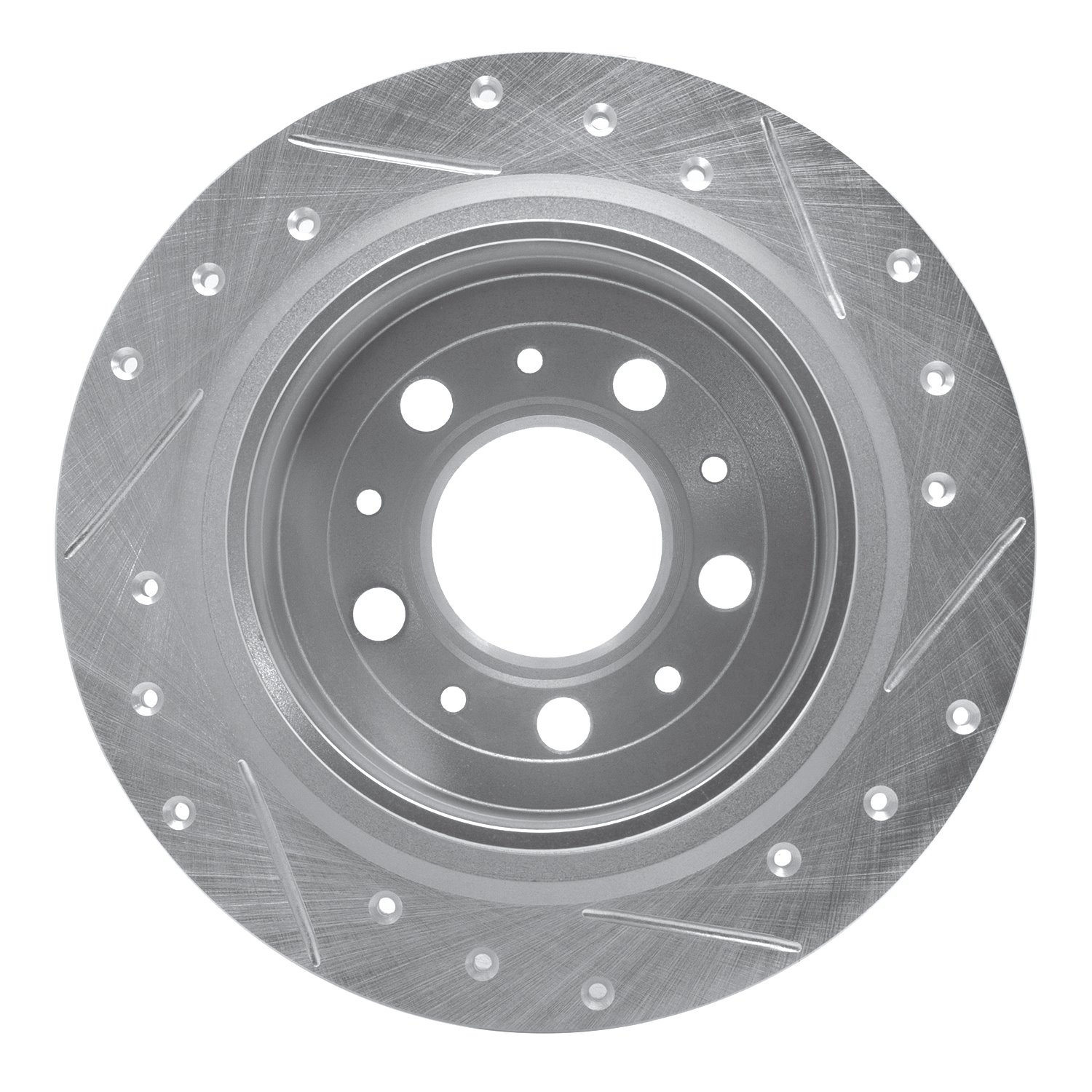 631-27021L Drilled/Slotted Brake Rotor [Silver], 1997-1998 Volvo, Position: Rear Left