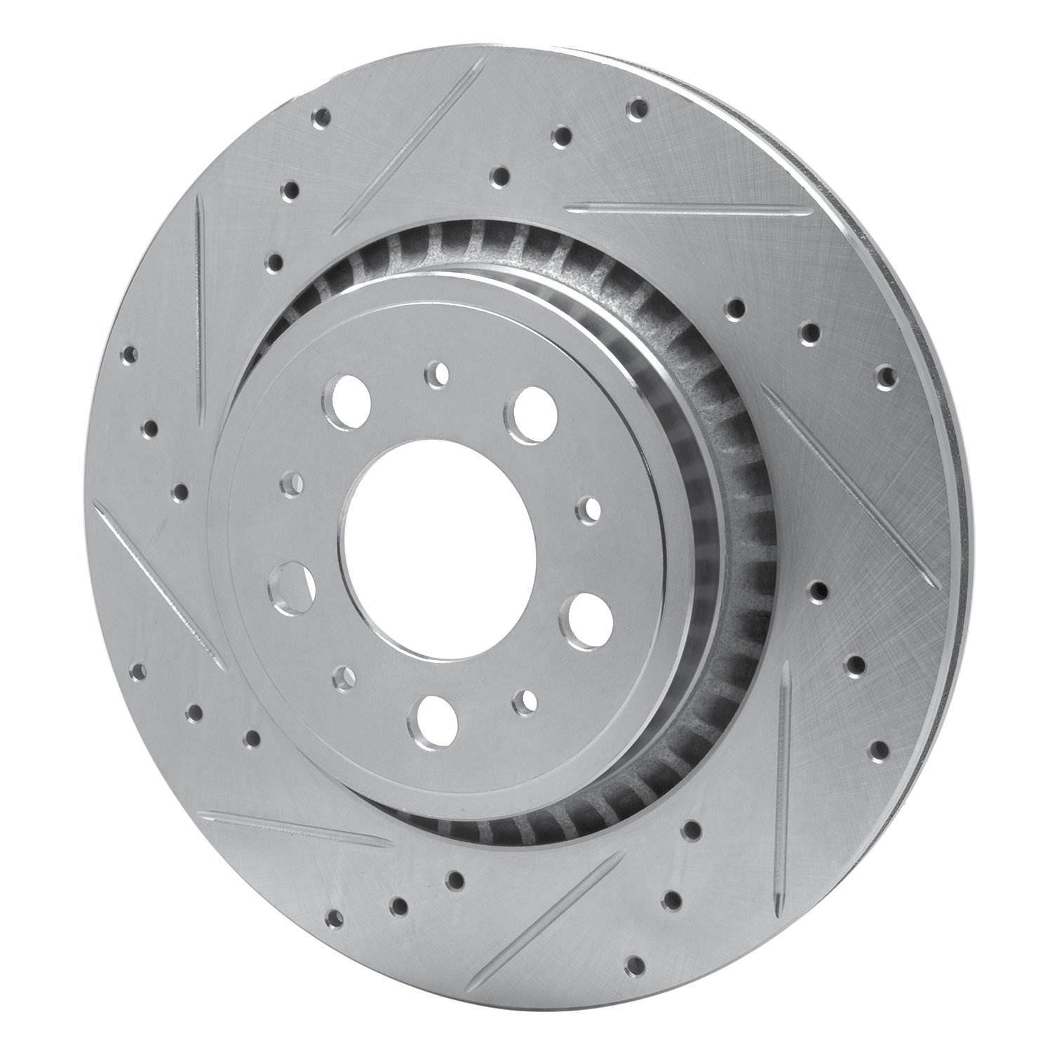 631-27039L Drilled/Slotted Brake Rotor [Silver], 2003-2014 Volvo, Position: Rear Left