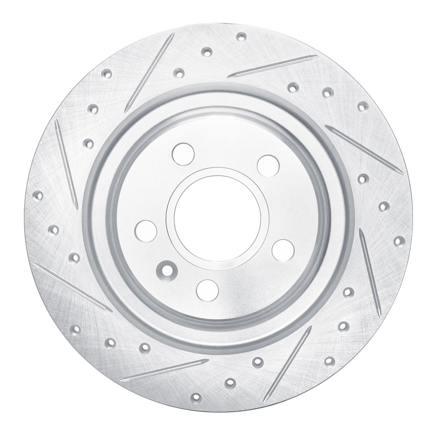 631-27061L Drilled/Slotted Brake Rotor [Silver], Fits Select Volvo, Position: Rear Left