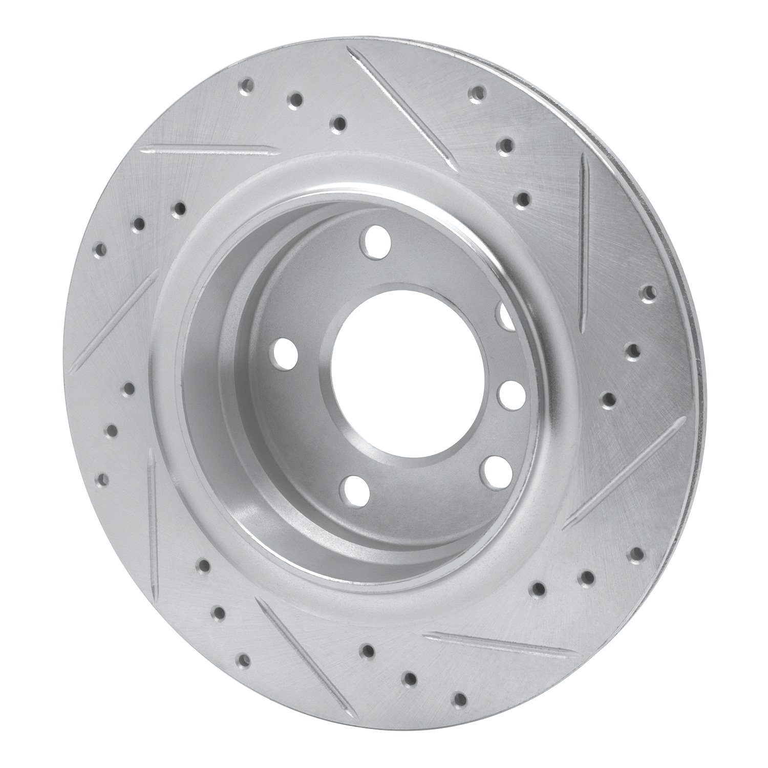 631-31047L Drilled/Slotted Brake Rotor [Silver], 1999-2006 BMW, Position: Rear Left