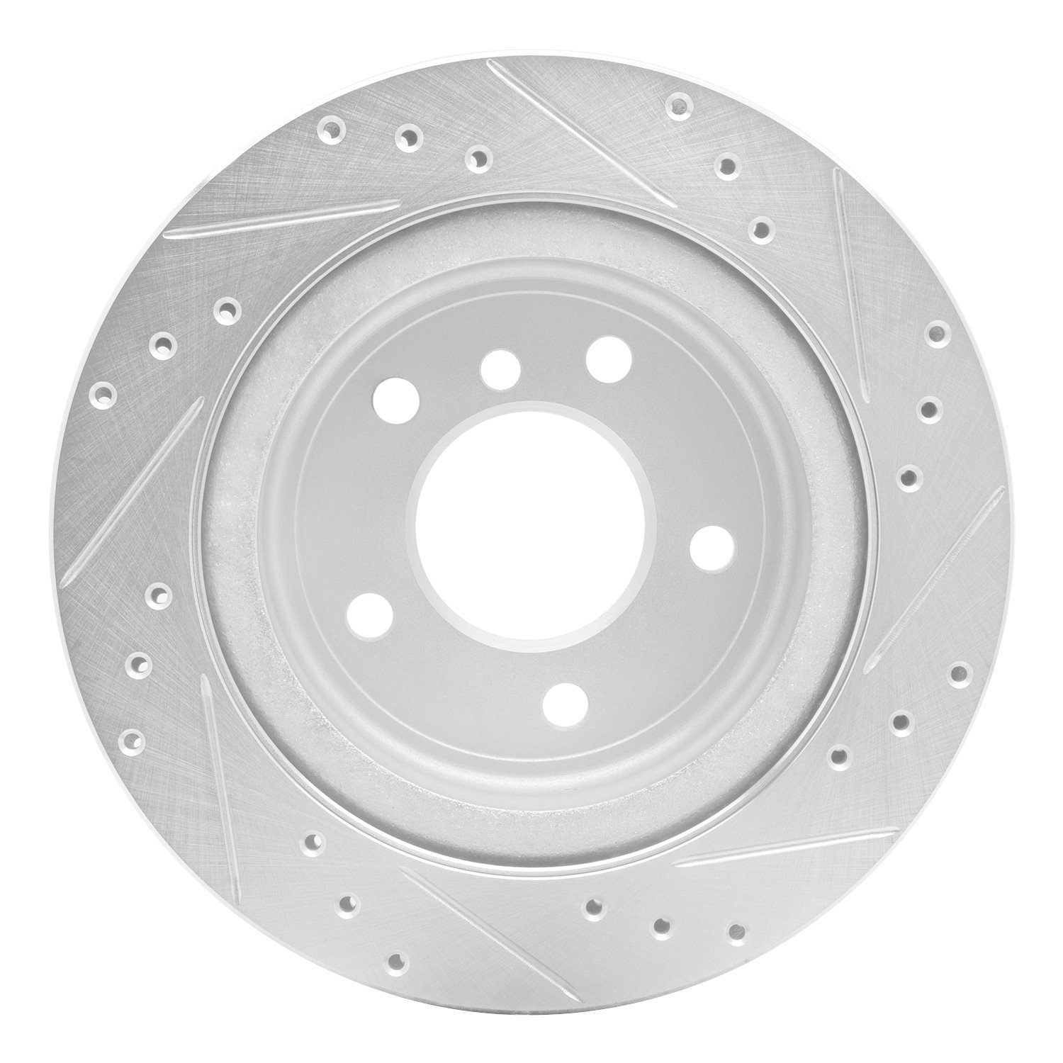 631-31098L Drilled/Slotted Brake Rotor [Silver], Fits Select BMW, Position: Rear Left