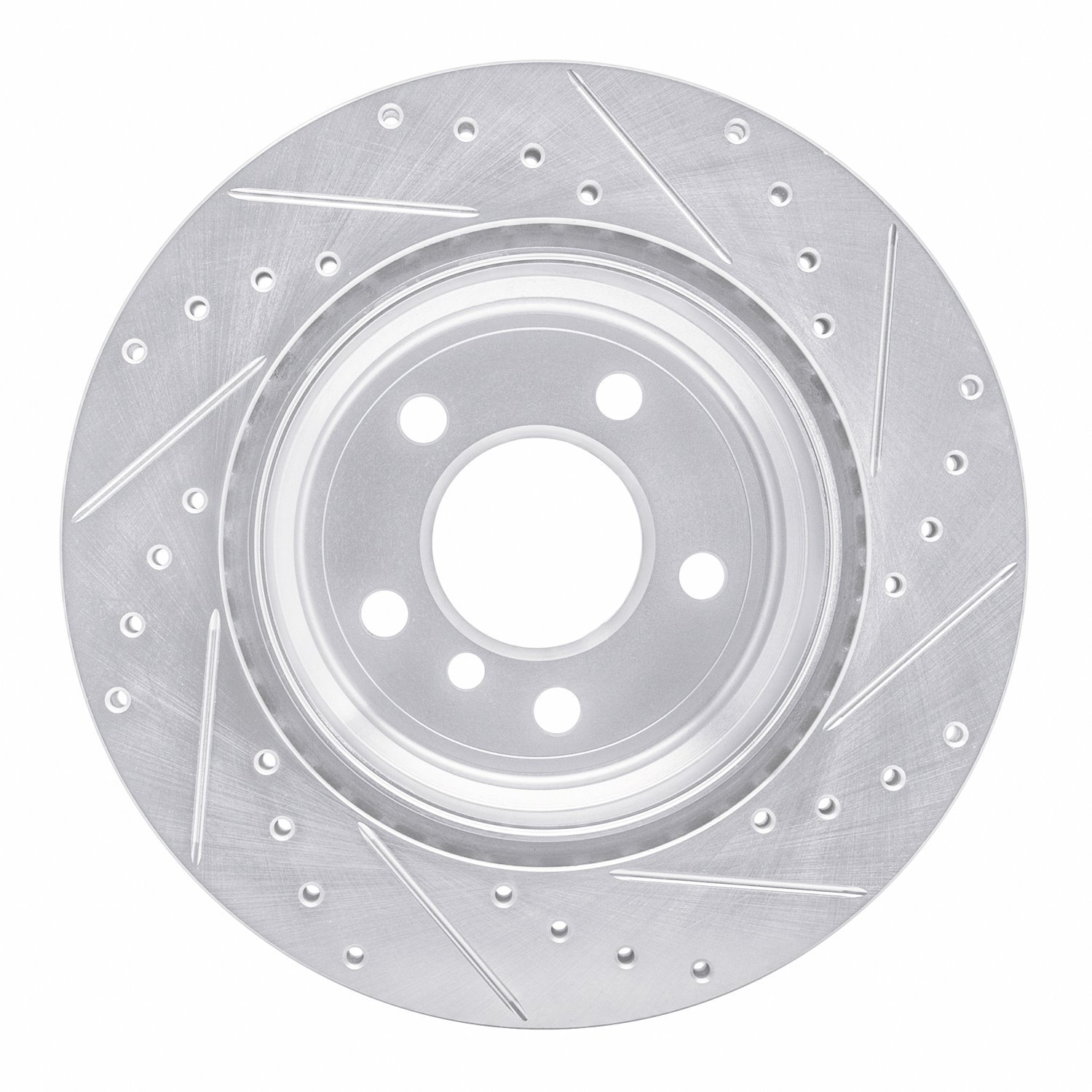 631-31143L Drilled/Slotted Brake Rotor [Silver], 2007-2019 BMW, Position: Rear Left