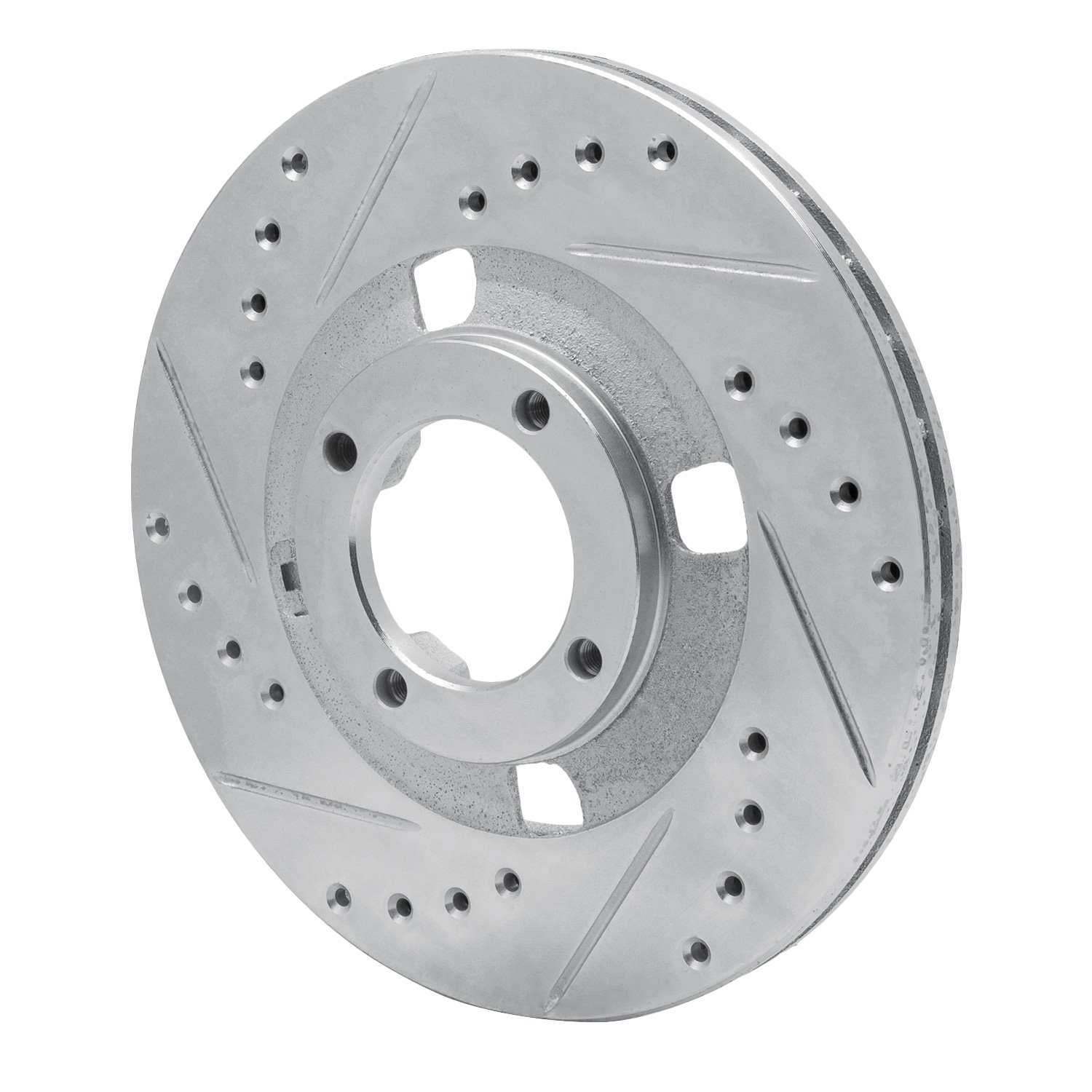 631-37001L Drilled/Slotted Brake Rotor [Silver], 1983-1990 GM, Position: Front Left