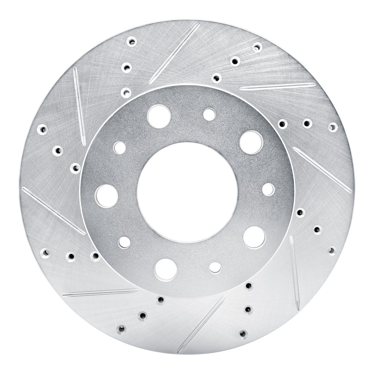 631-40114L Drilled/Slotted Brake Rotor [Silver], Fits Select Mopar, Position: Front Left