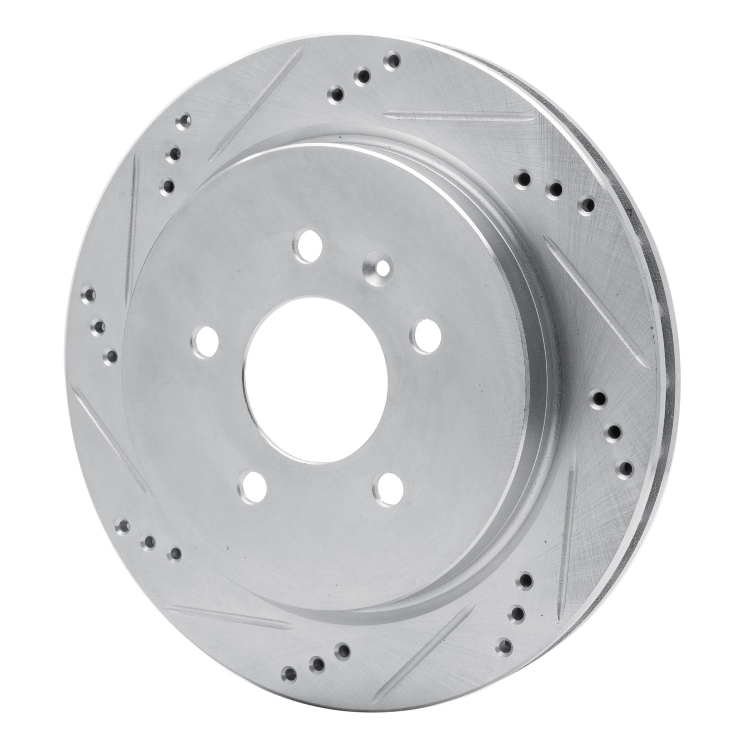 631-46014L Drilled/Slotted Brake Rotor [Silver], 2003-2011 GM, Position: Rear Left